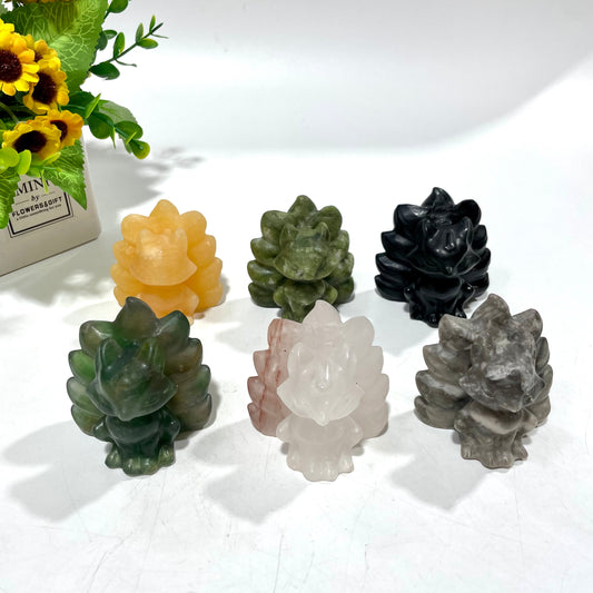 2 Counts Different Materials Nine-tailed Fox Crystal Carving Healing Stones Natural Stone Chakra Balancing Reiki Home Office Decor From IG Crystal