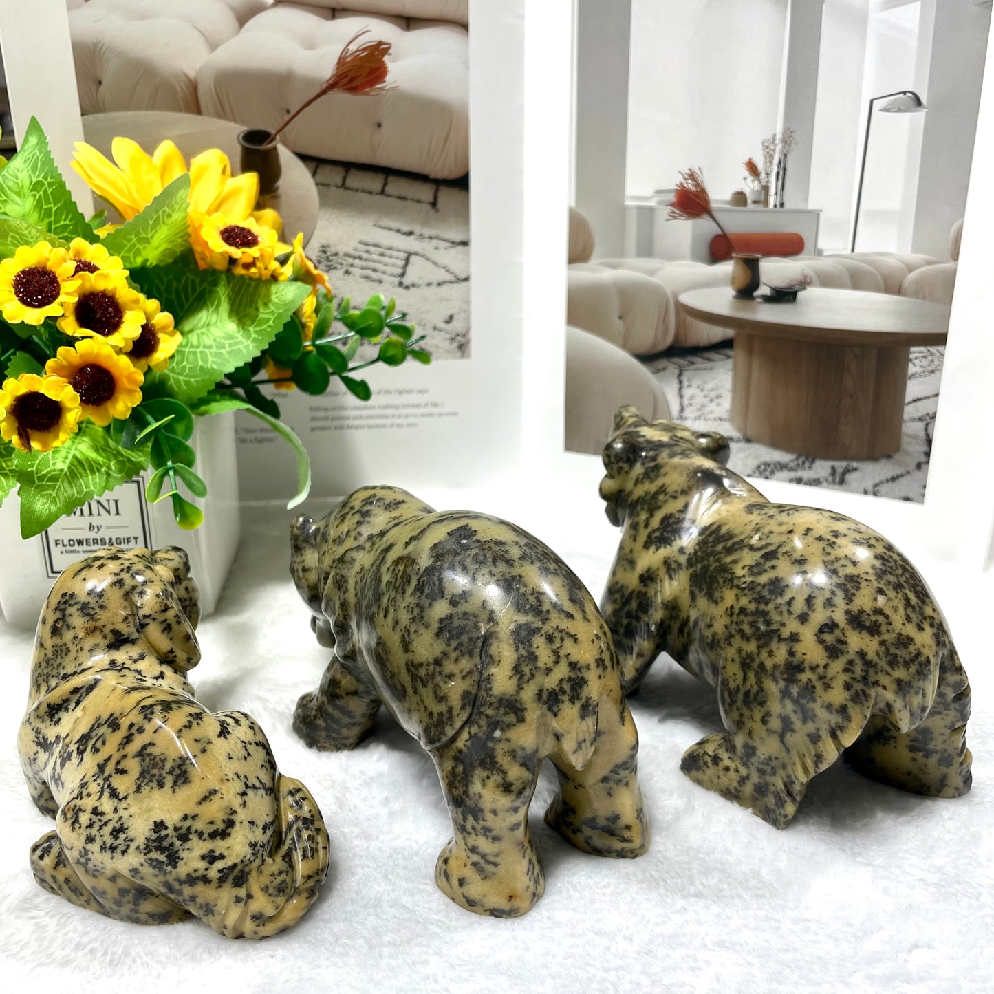 1 Count Floriated Jasper Animals Crystal Carvings Bear Hippo Dog Carvings Healing Stones Natural Stone Chakra Balancing Reiki Home Office Decor From IG Crystal