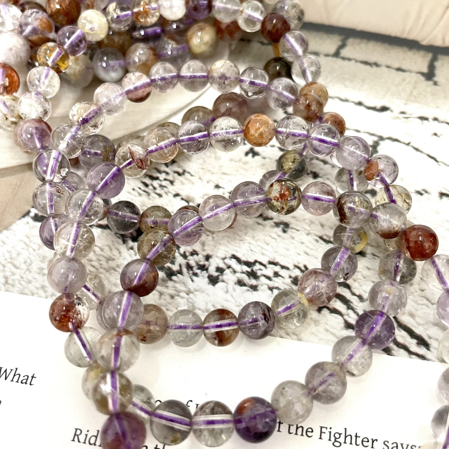 Purple Ghost Crystal Garden Quartz Bracelets 7mm 8mm Natural Crystals Healing Crystals Bracelet for Women and Men Teens Crystal Jewelry Shop Pretty Crystals From IG Crystal