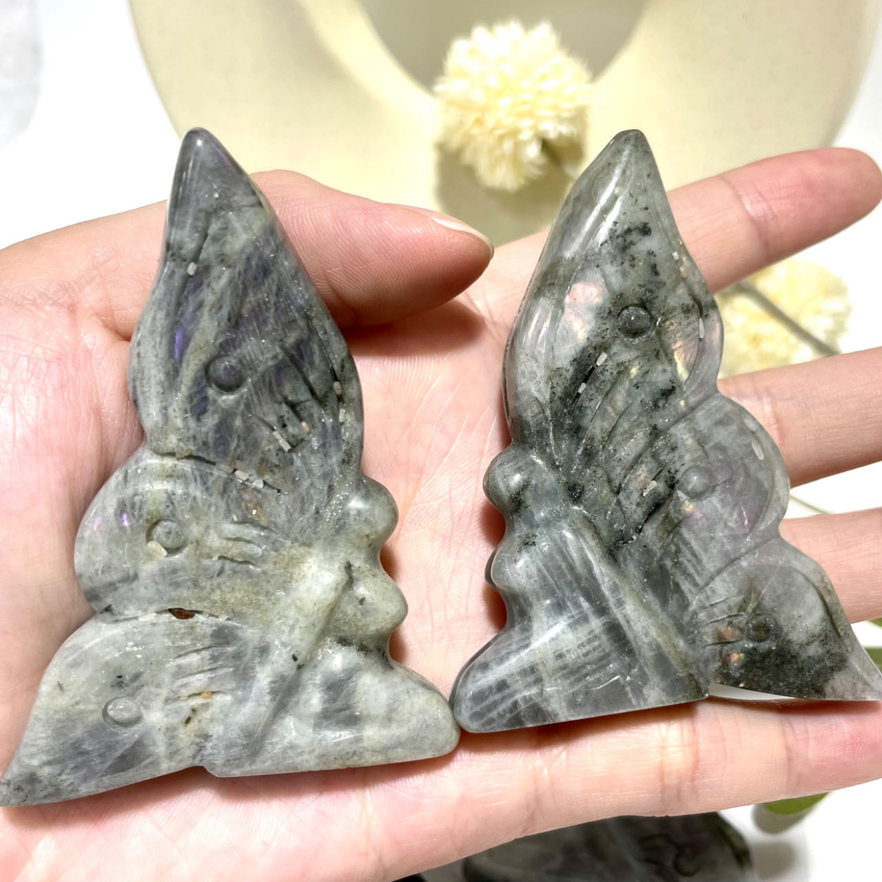 2 Counts Labradorite Flower Fairy Crystal Healing Crystal Home Decoration From IG Crystal
