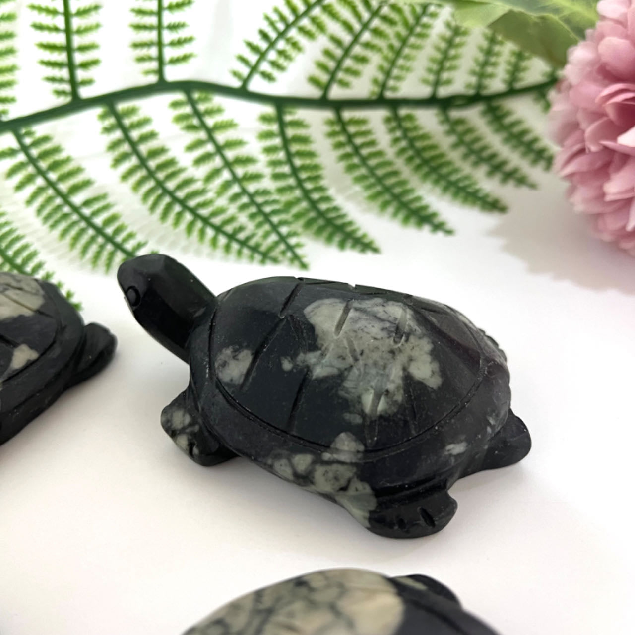 2PCS Turtle High Quality Natural Peony Stone From IG Crystal
