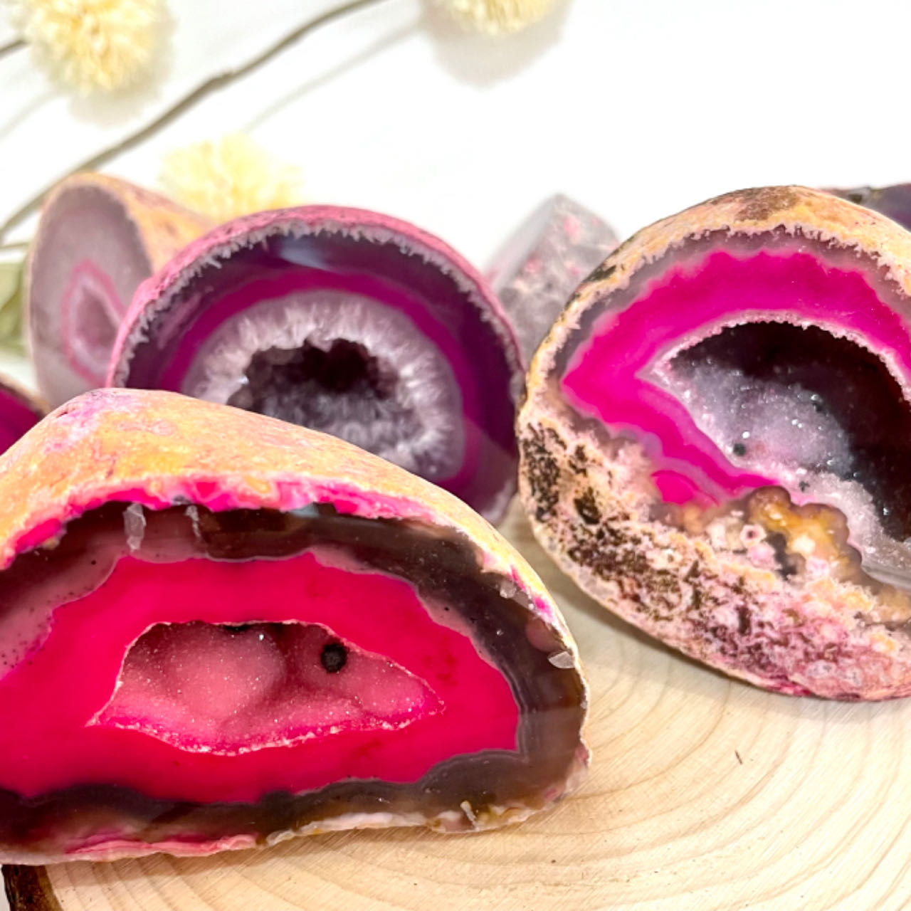 Any 2PCS Pink Druzy Natural Raw Geode From IG Crystal