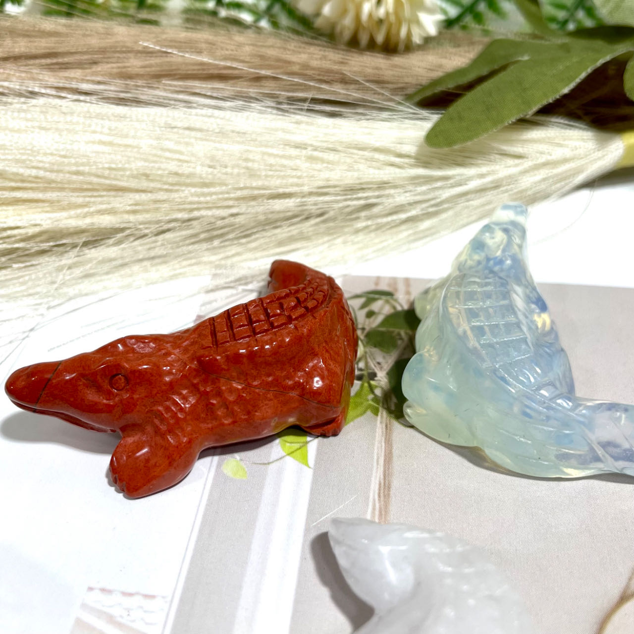 5 Counts Different Material Crocodile Crystal Lavakite Red Obsidian Fire Quartz Strawberry Quartz Opalite Green Aventurine Healing Stone Home Decoration From IG Crystal