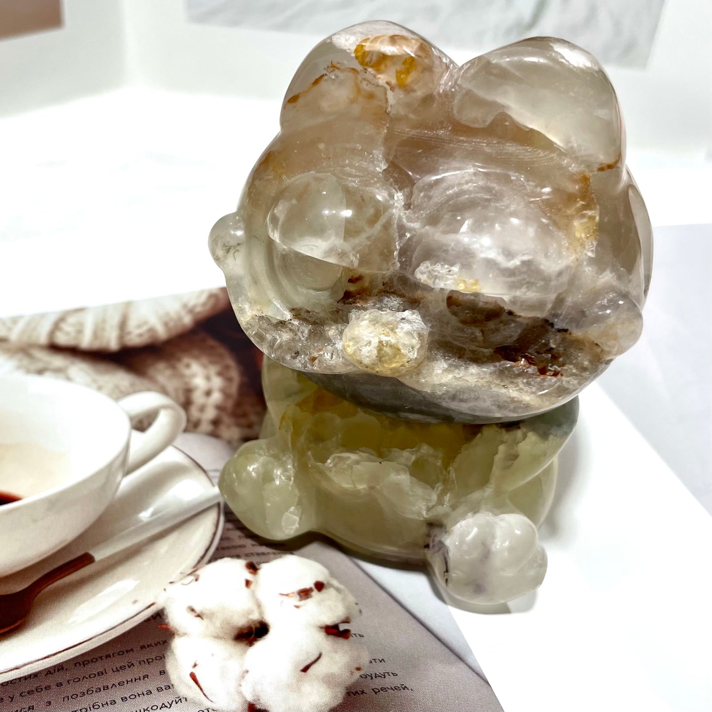 1 Count Fluorite Garfield Crystal Carving Natural Stone Gem Mining Chakra Balancing Reiki Healing Crystal Mystery Crystal Display Crystal Shopping Online Home Office Decor From IG Crystal