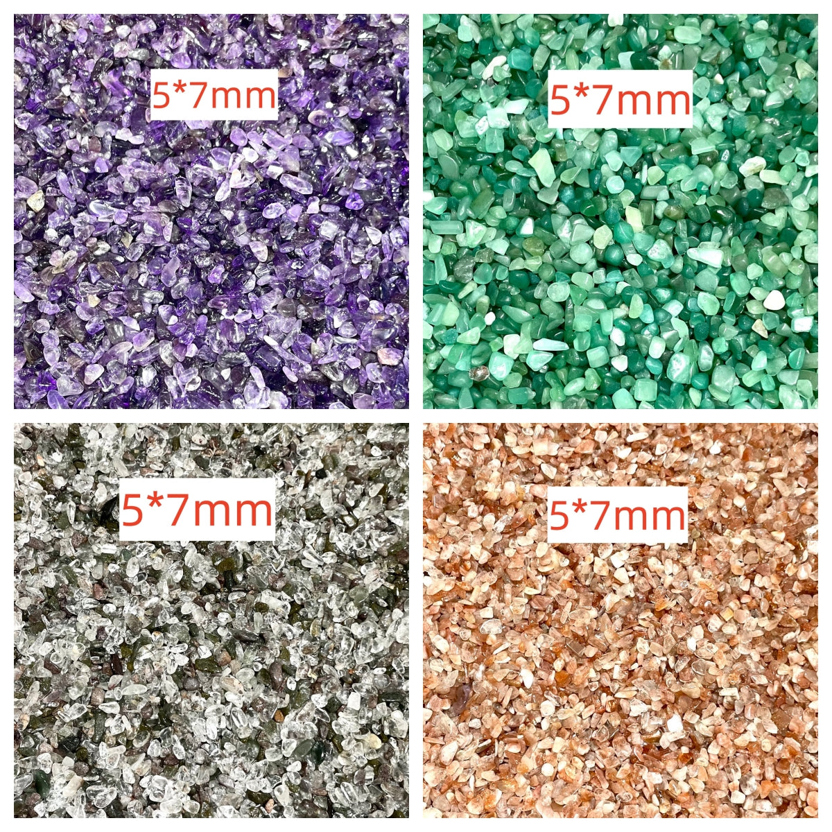 1 KG Different Materials Crystal Chips Sets Rose Quartz Green Phantom Quartz Green Aventurine Sun Stone Tourmaline Prehnite Citrine Clear Quartz Amethyst White Turquoise Super 8 Strawberry Quartz High Quality Natural Crystals From IG Crystal