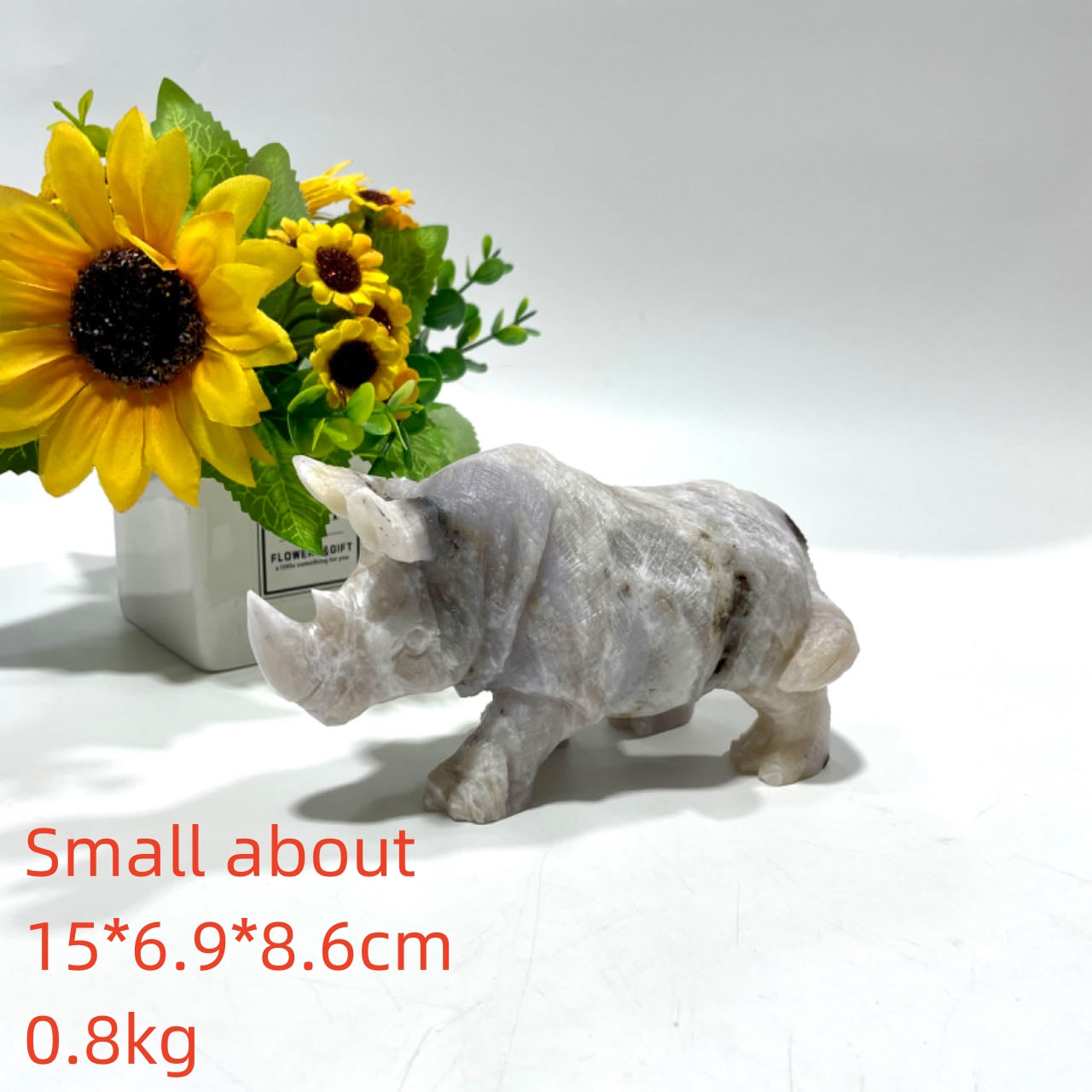 1 Count Big Rhinoceros White Agate Jade Crystal Healing Crystal Gem Reiki Healing Home Decor Crystal Jewelry Shop Pretty Crystals From IG Crystal