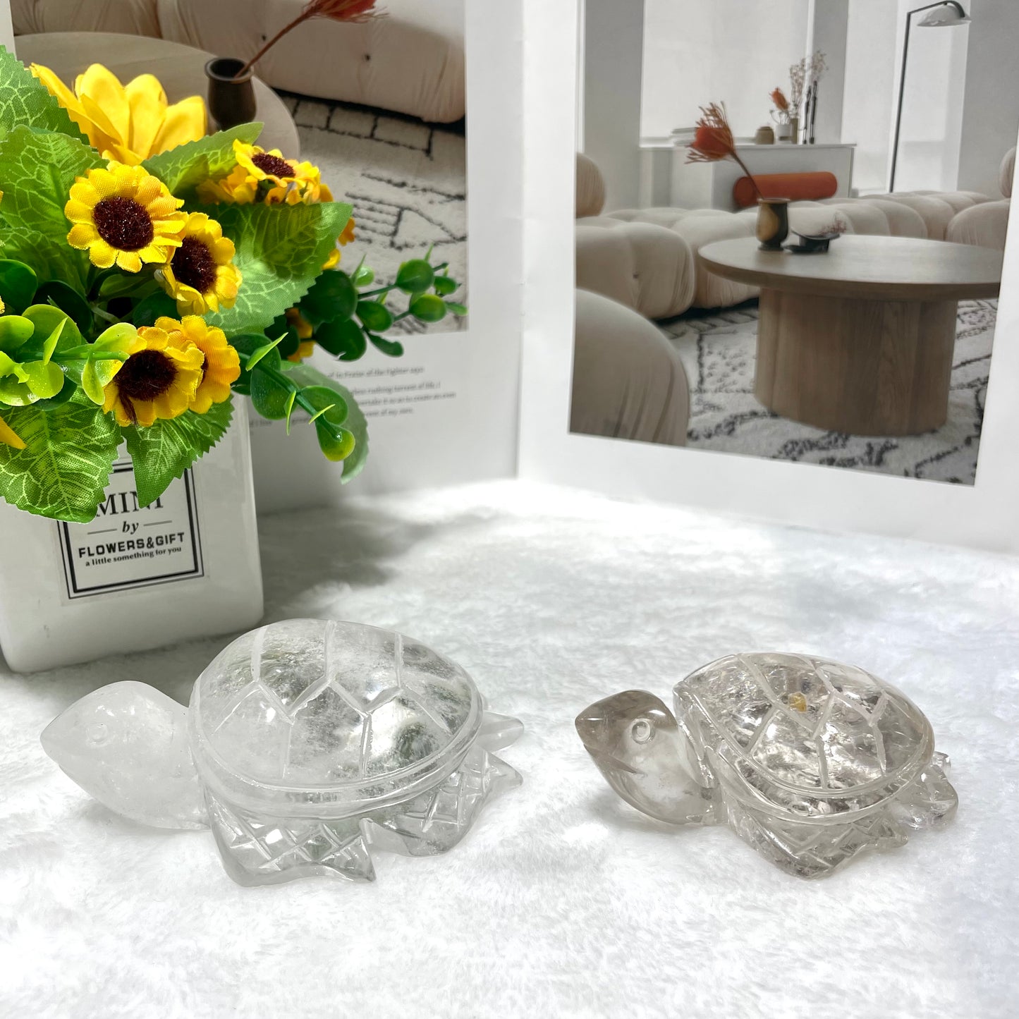 1 Count Turtle Crystal Carving Clear Quartz Rose Quartz Golden Healer Quartz Healing Stones Natural Stone Chakra Balancing Reiki Home Office Decor From IG Crystal