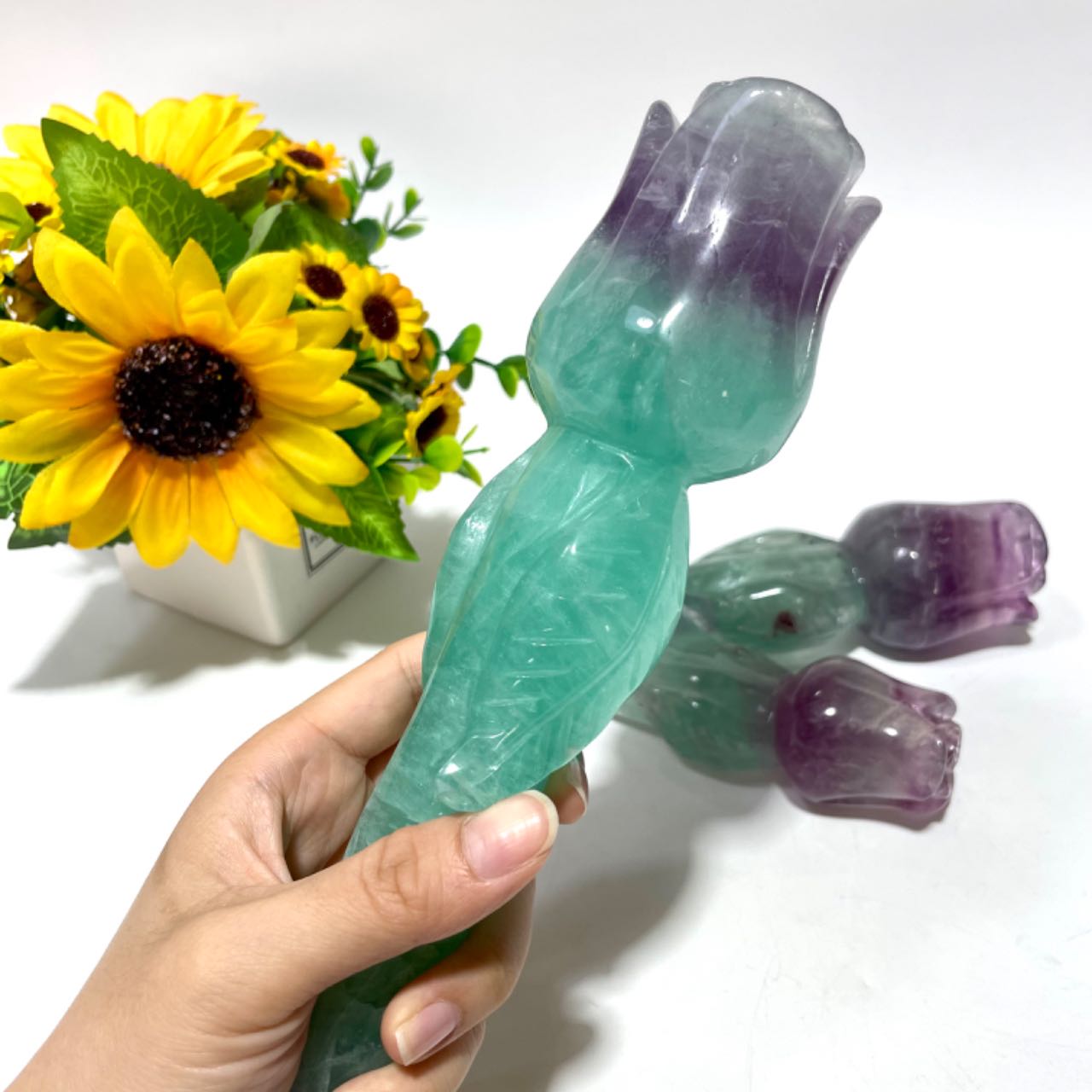 1 Count Big Fluorite Flower Crystal Carving Healing Crystal Gem Reiki Healing Home Decor Crystal Jewelry Shop Pretty Crystals From IG Crystal