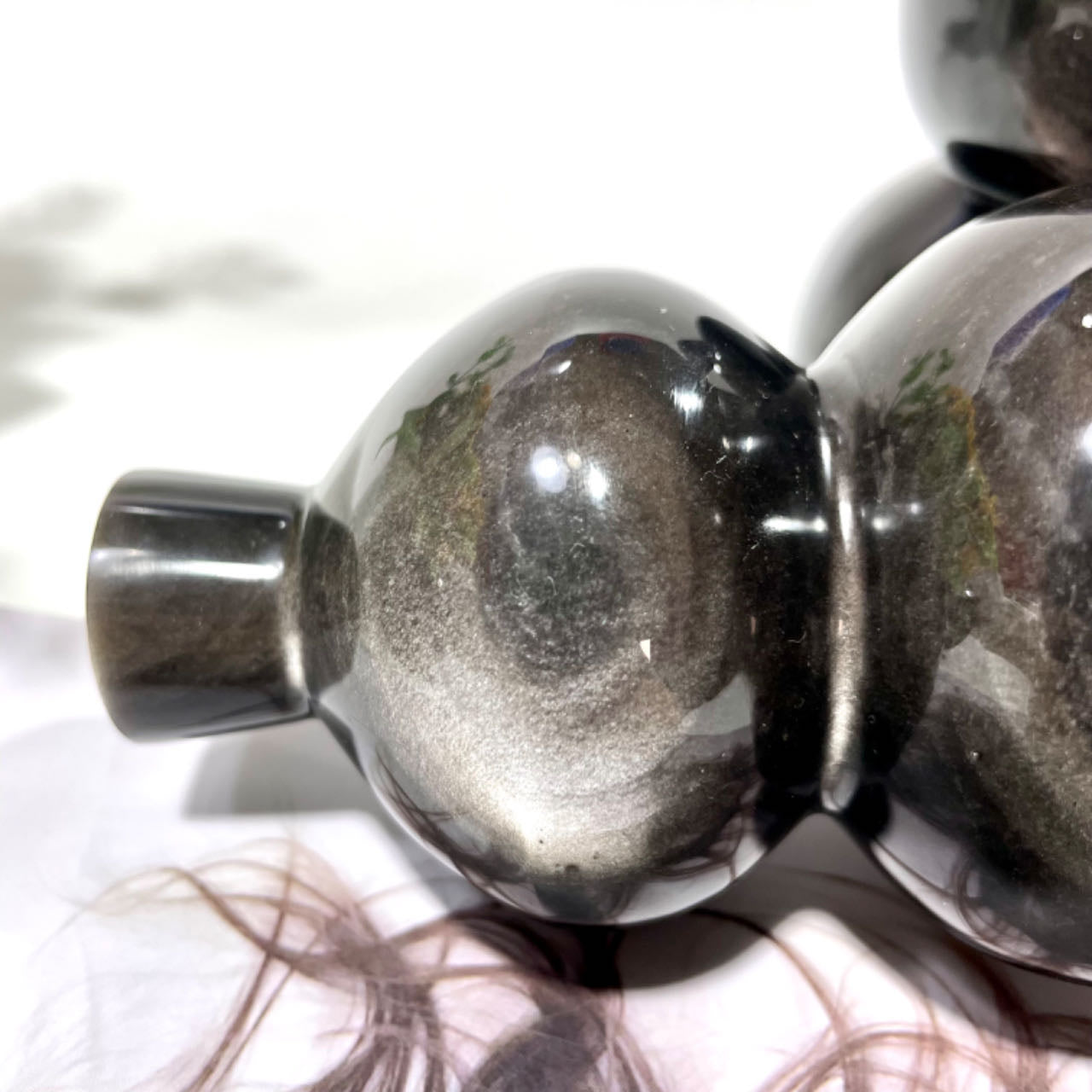 1 Count Silver Obsidian Gourd Calabash Crystal Carving Healing Crystal Gem Reiki Healing Home Decor Crystal Jewelry Shop Pretty Crystals From IG Crystal