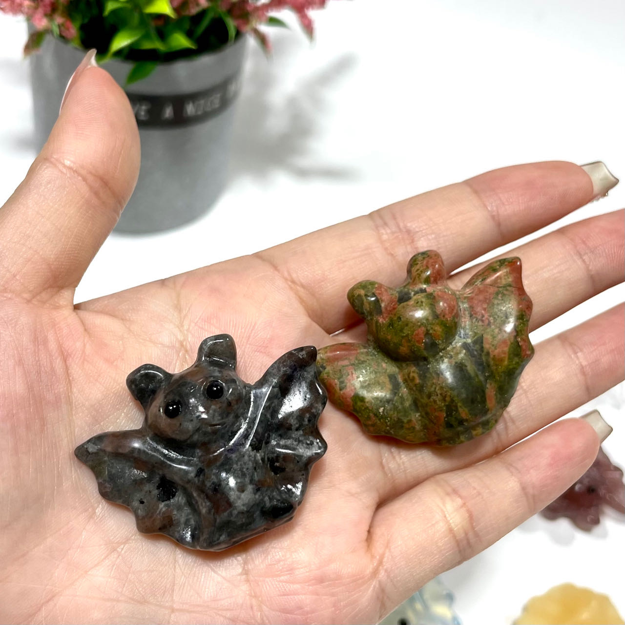 5 Counts Various Materials Halloween Bat Crystal Carving Healing Crystal Gem Reiki Healing Home Decor Crystal Jewelry Shop Pretty Crystals From IG Crystal