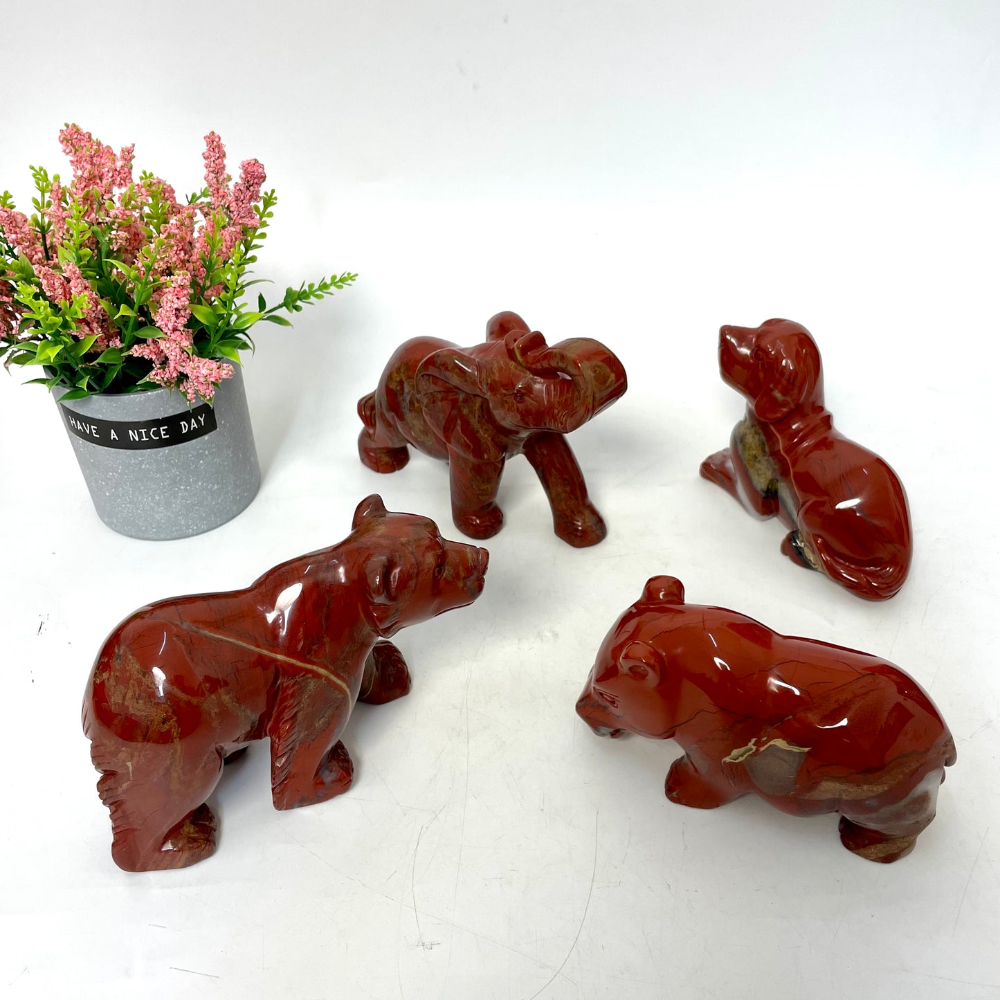 1 Count Red Jasper Elephant Dog Bear Hippo Crystal Carving Natural Stone Gem Mining Chakra Balancing Reiki Healing Crystal Mystery Crystal Display Crystal Shopping Online Home Office Decor From IG Crystal