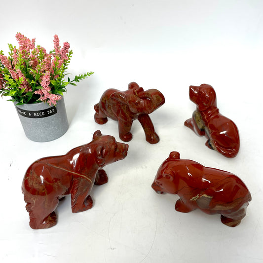 1 Count Red Jasper Elephant Dog Bear Hippo Crystal Carving Natural Stone Gem Mining Chakra Balancing Reiki Healing Crystal Mystery Crystal Display Crystal Shopping Online Home Office Decor From IG Crystal