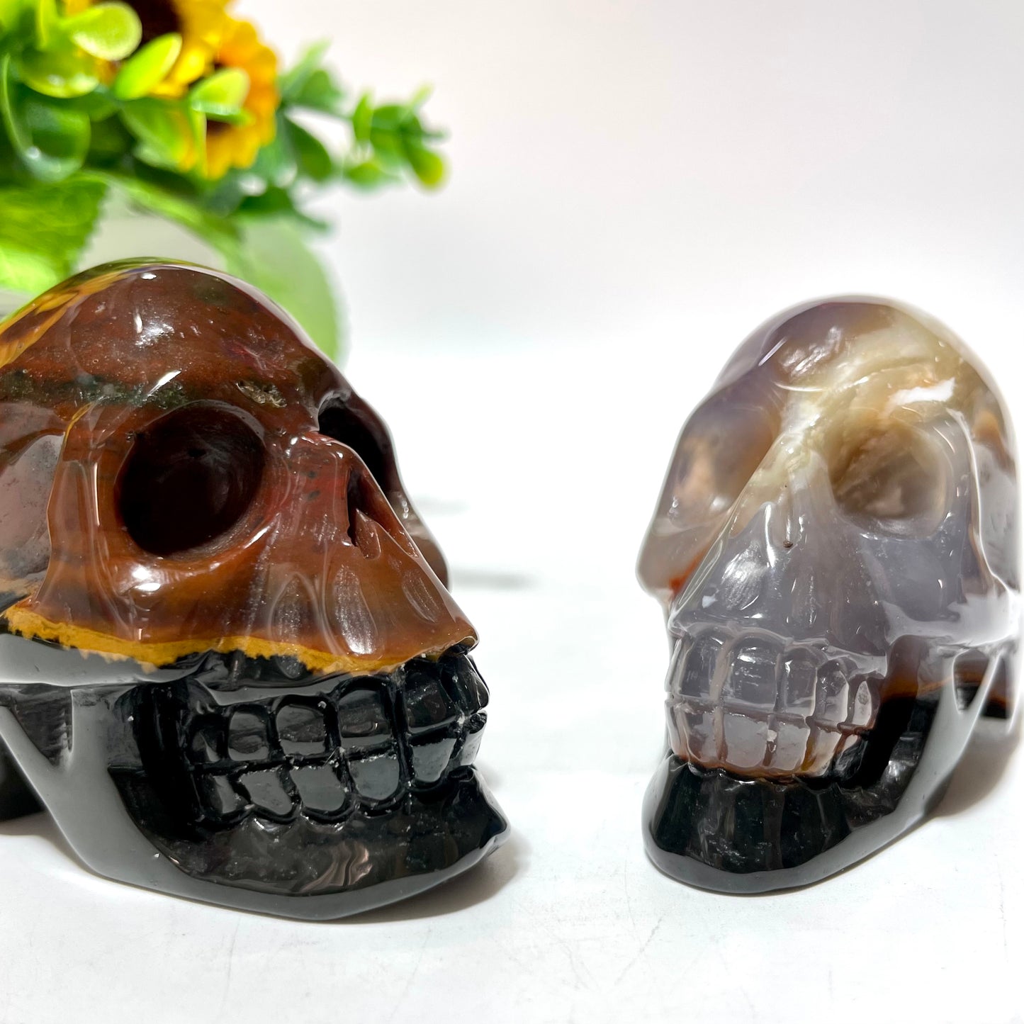 India Agate Skull Crystal Carving Natural Stone Gem Mining Chakra Balancing Reiki Healing Crystal Mystery Crystal Display Crystal Shopping Online Home Office Decor From IG Crystal