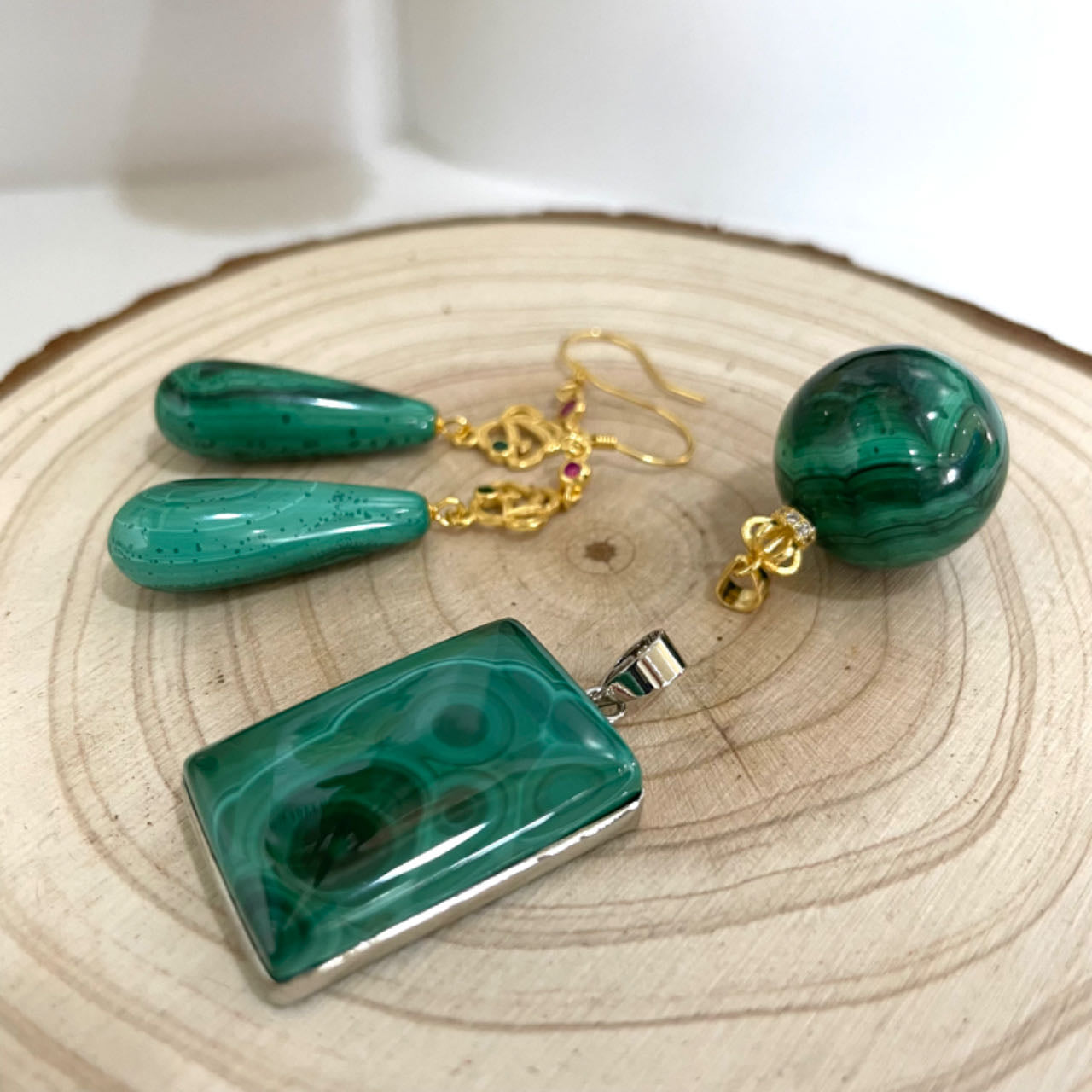 Malachite Jewelry Earrings Necklace Healing Stone for Women Fashion Jewelry From IG Crystal