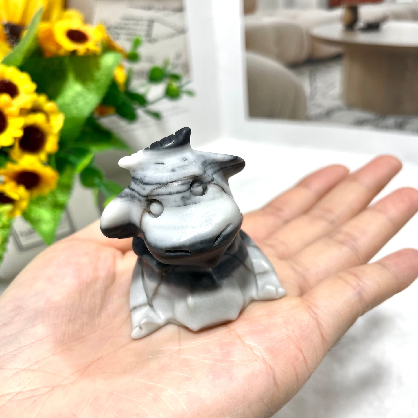 3 Counts Taiji Stone Tai Chi Stone Cow Crystal Carving Healing Stones Natural Stone Chakra Balancing Reiki Home Office Decor From IG Crystal