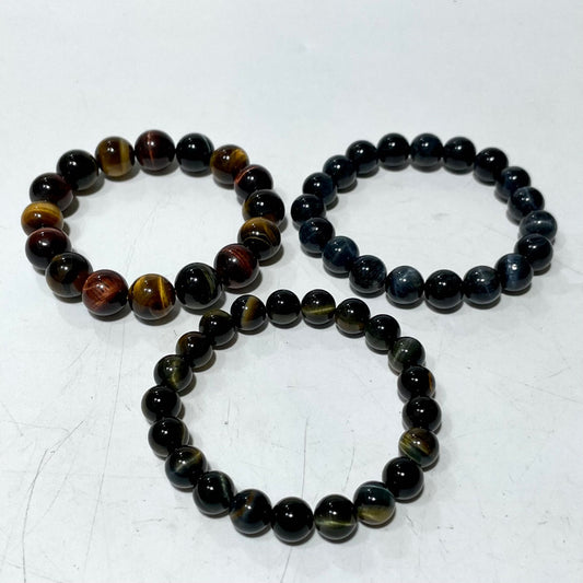 Black Blue Colourful Tiger Eye Bracelet Set 9mm 10mm 12mm Energy Healing Crystals Jewelry for Women DIY Bracelet From IG Crystal