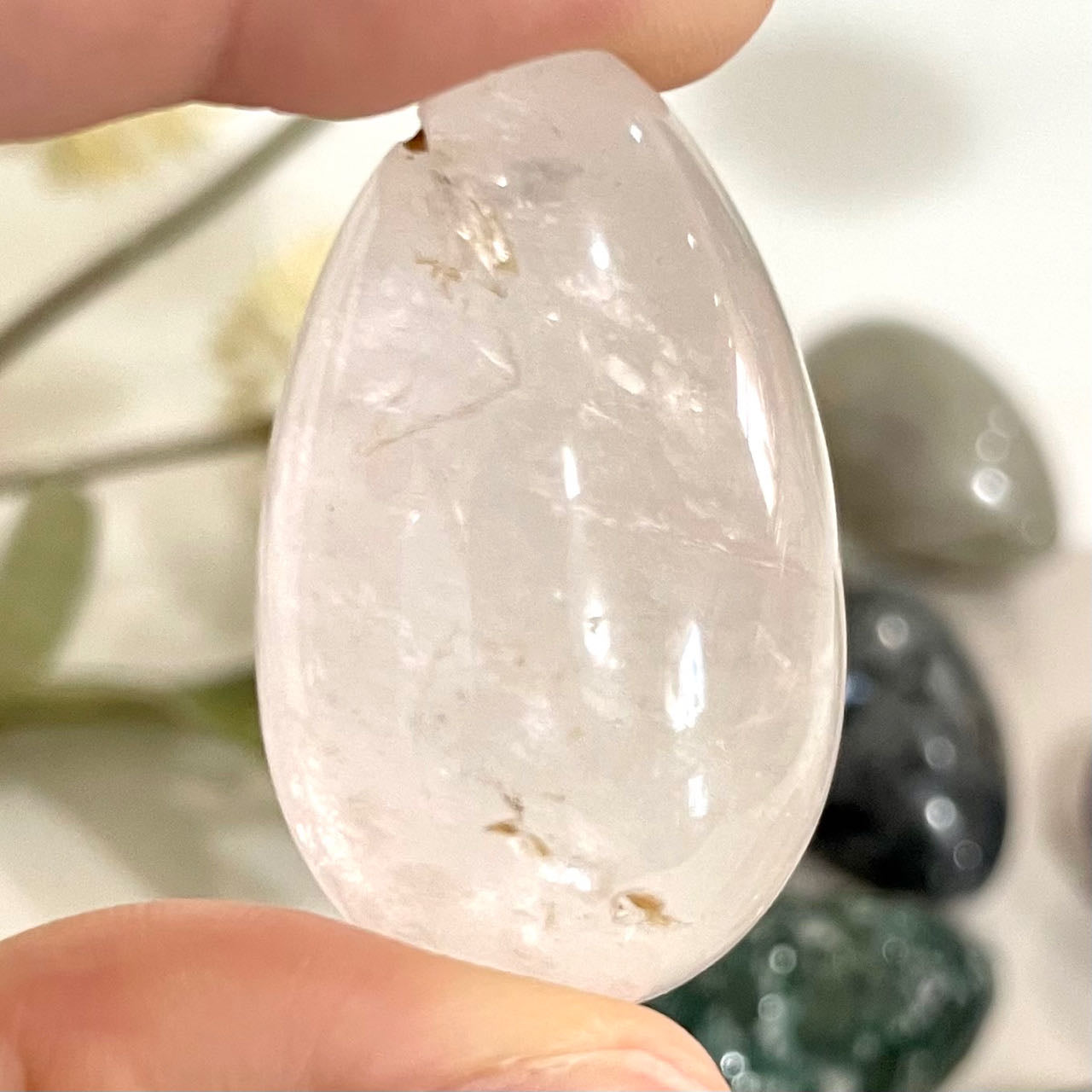 IG Crystal 10 Counts Different Material 4CM Egg Crystal Rose Quartz Clear Quartz Kiwi Jasper Sodalite Amethyst Opalite Unakite Healing Crystal