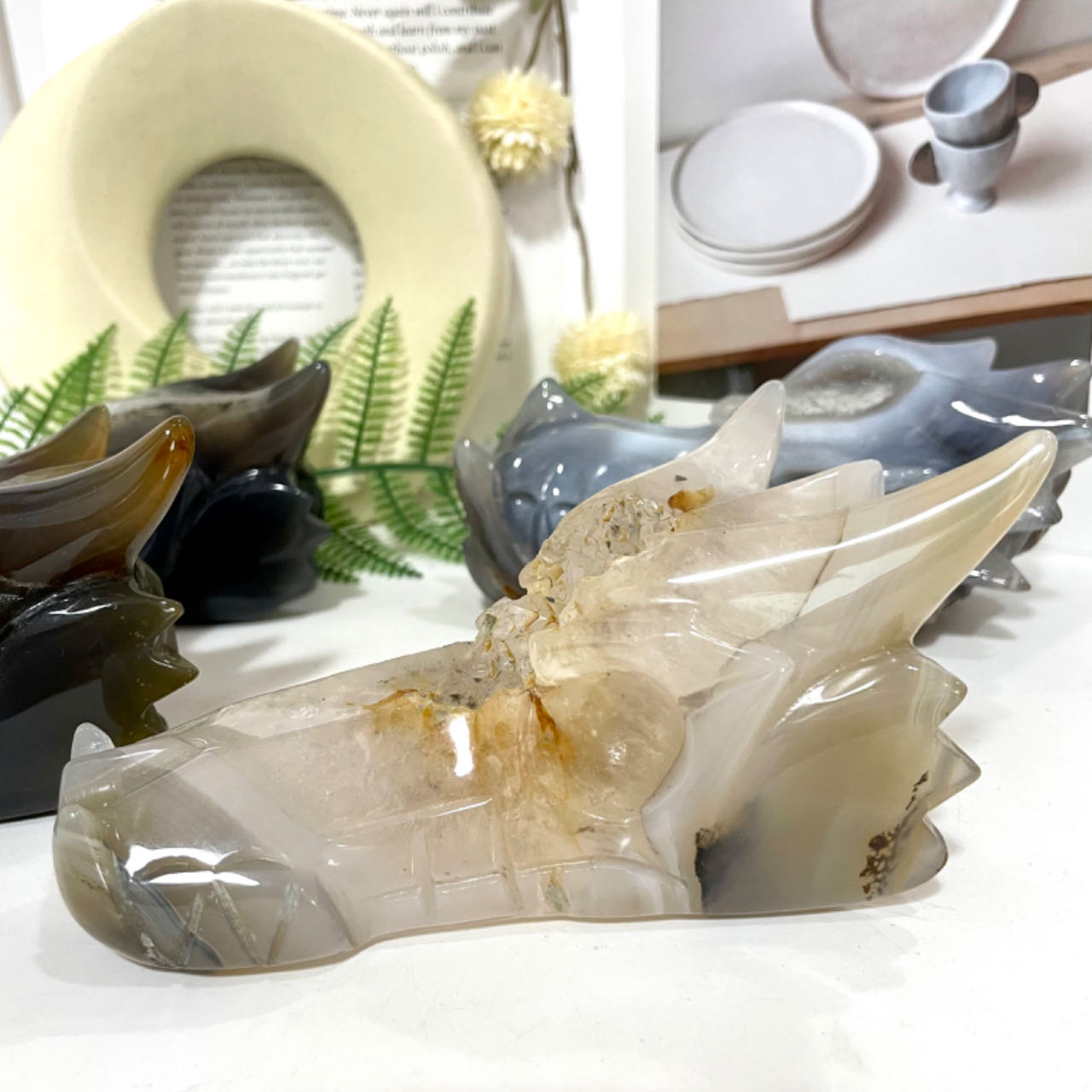 Druzy Dragon Head Natural Raw Geode Healing Stone Home Decoration From IG Crystal