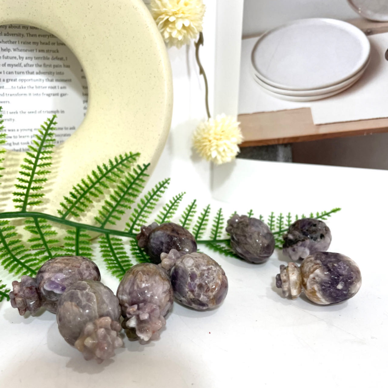 4PCS Small Amethyst Pineapple Healing Crystal Home Decoration From IG Crystal