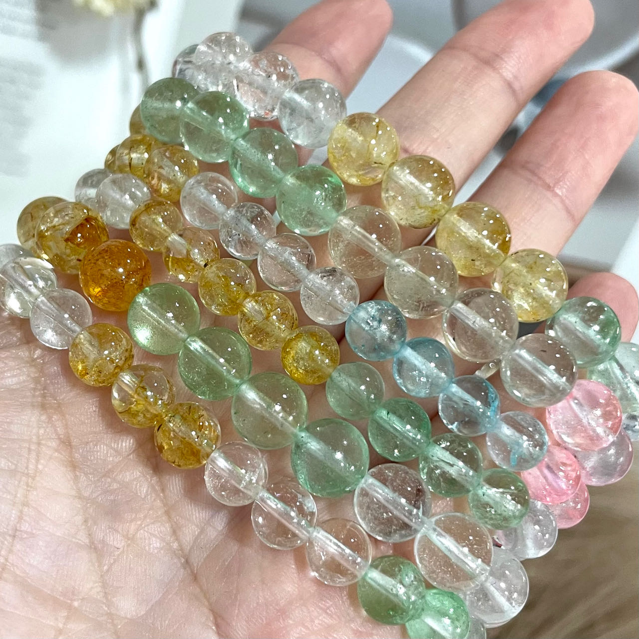 Topaz Crystal Bracelet 7mm 9mm Energy Healing Crystals Jewelry for Women DIY Bracelet From IG Crystal