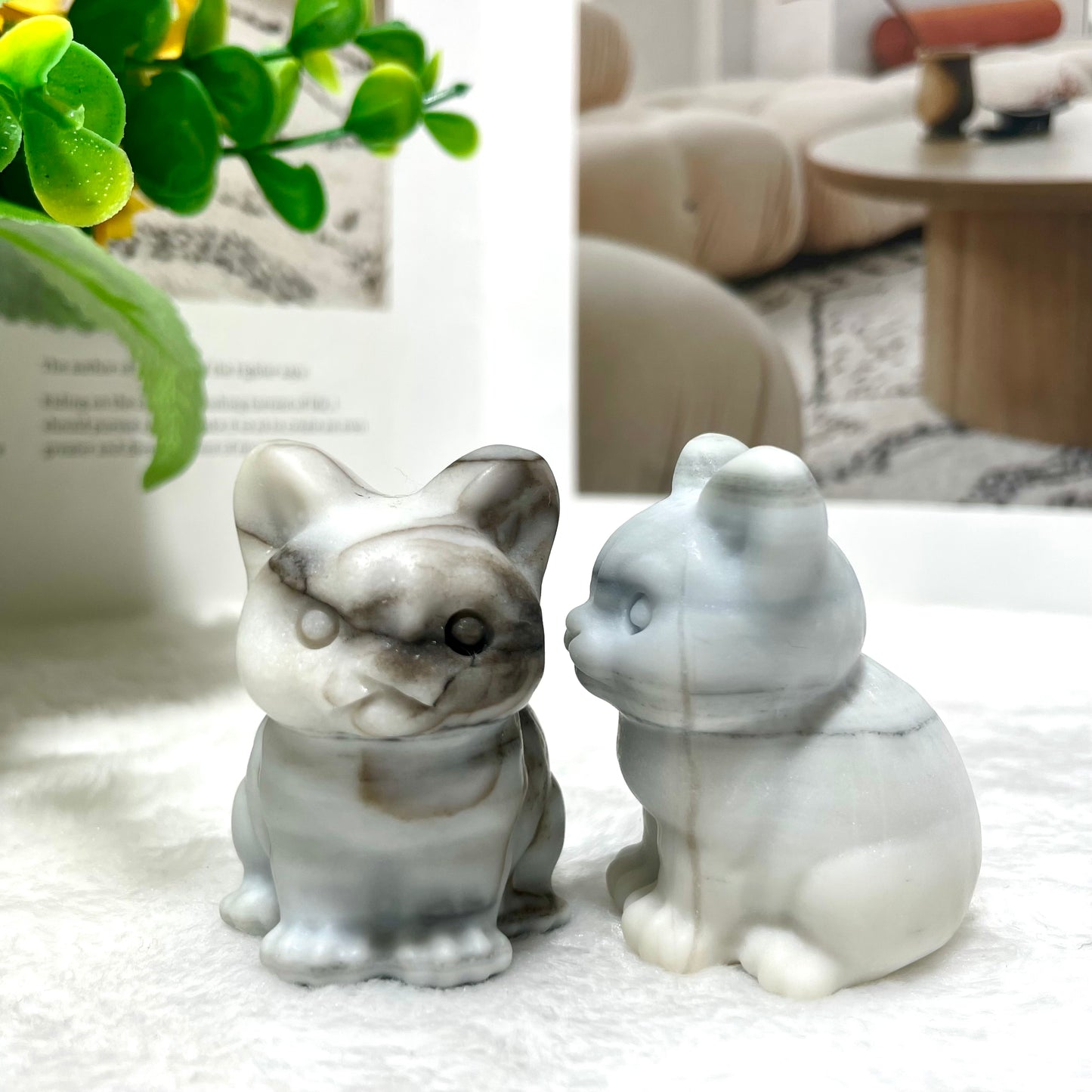 3 Counts Taiji Stone Tai Chi Stone Sitting Cat Crystal Carving Healing Stones Natural Stone Chakra Balancing Reiki Home Office Decor From IG Crystal