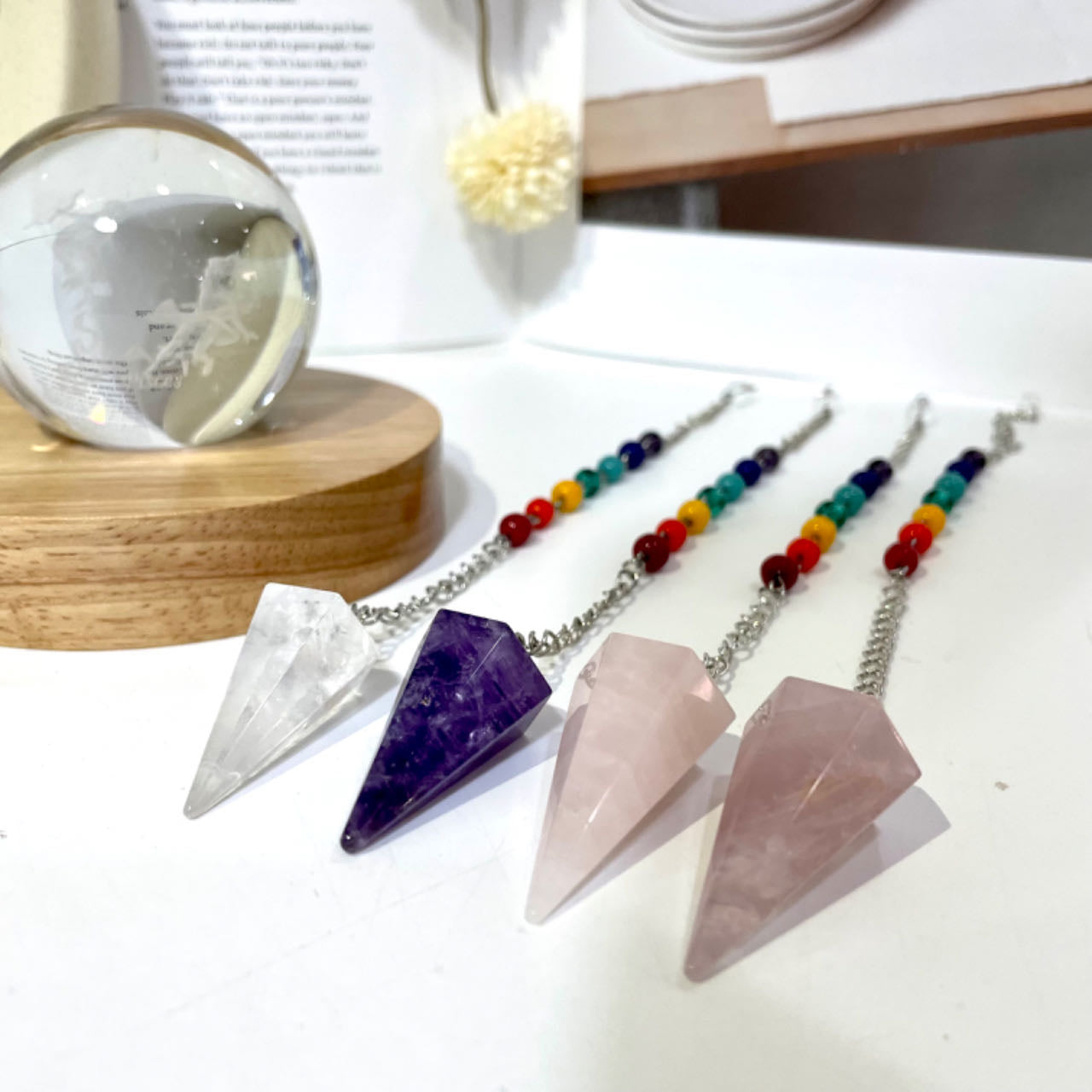 Crystal Necklace Ring Earrings Set Amethyst Clear Quartz Rose Quartz Charoite From IG Crystal