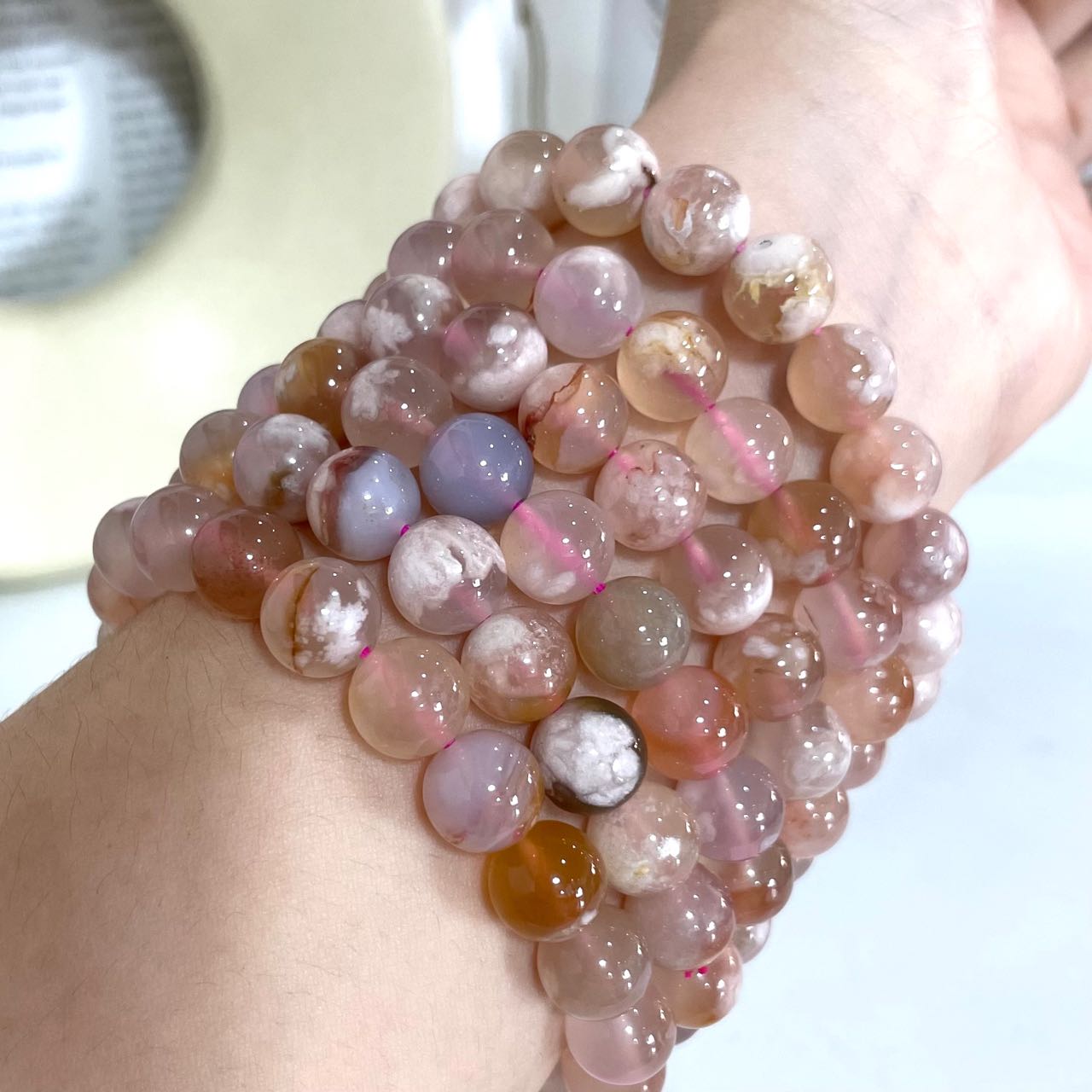 Flower Agate Bracelet Set Energy Healing Crystals Jewelry for Women DIY Bracelet From IG Crystal