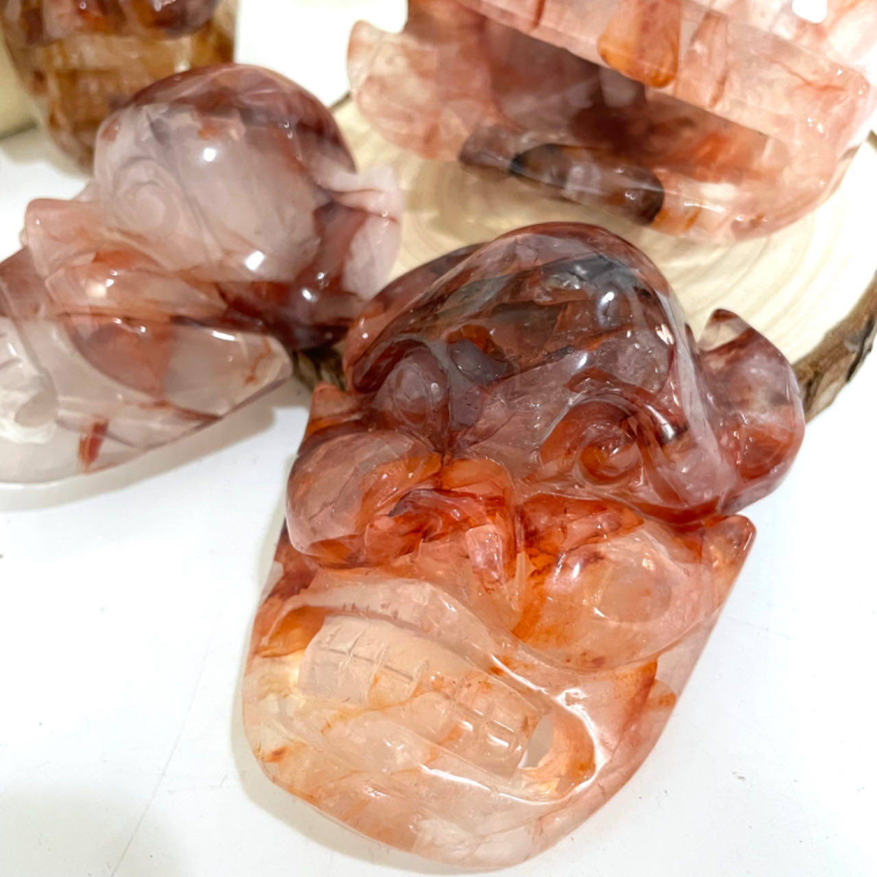 1PCS Fire Quartz Mask Crystal Healing Stone Home Decoration From IG Crystal