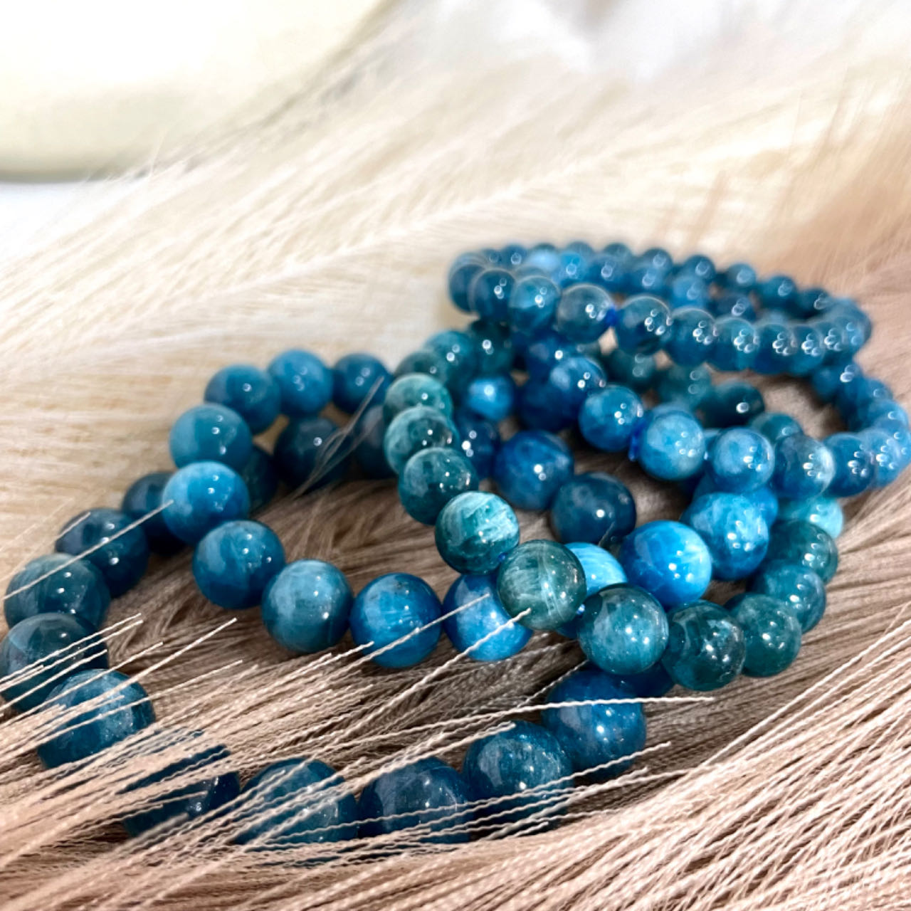 Blue Apatite Bracelet 7~11mm Energy Healing Crystals Jewelry for Women DIY Bracelet From IG Crystal