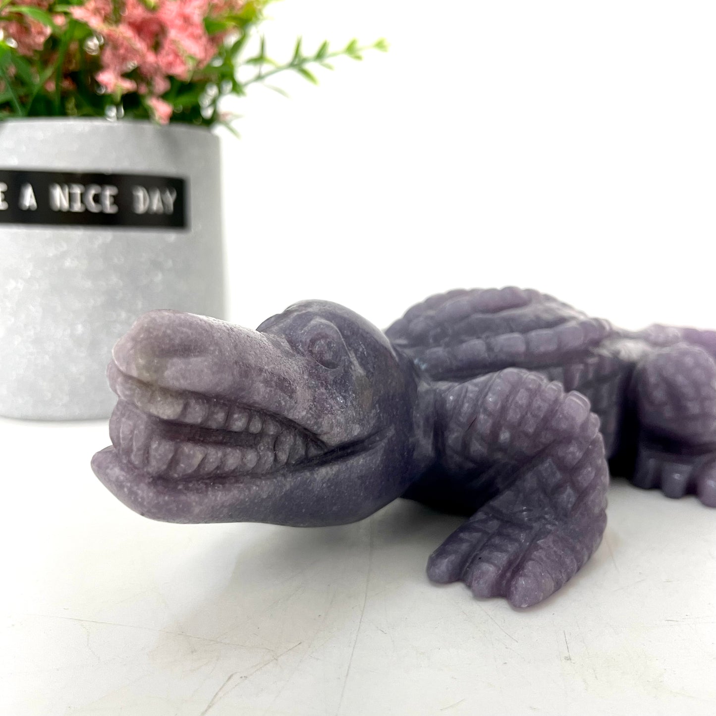 1 Count Purple Aventurine Crocodile Crystal Carving Healing Stones Natural Stone Chakra Balancing Reiki Home Office Decor From IG Crystal