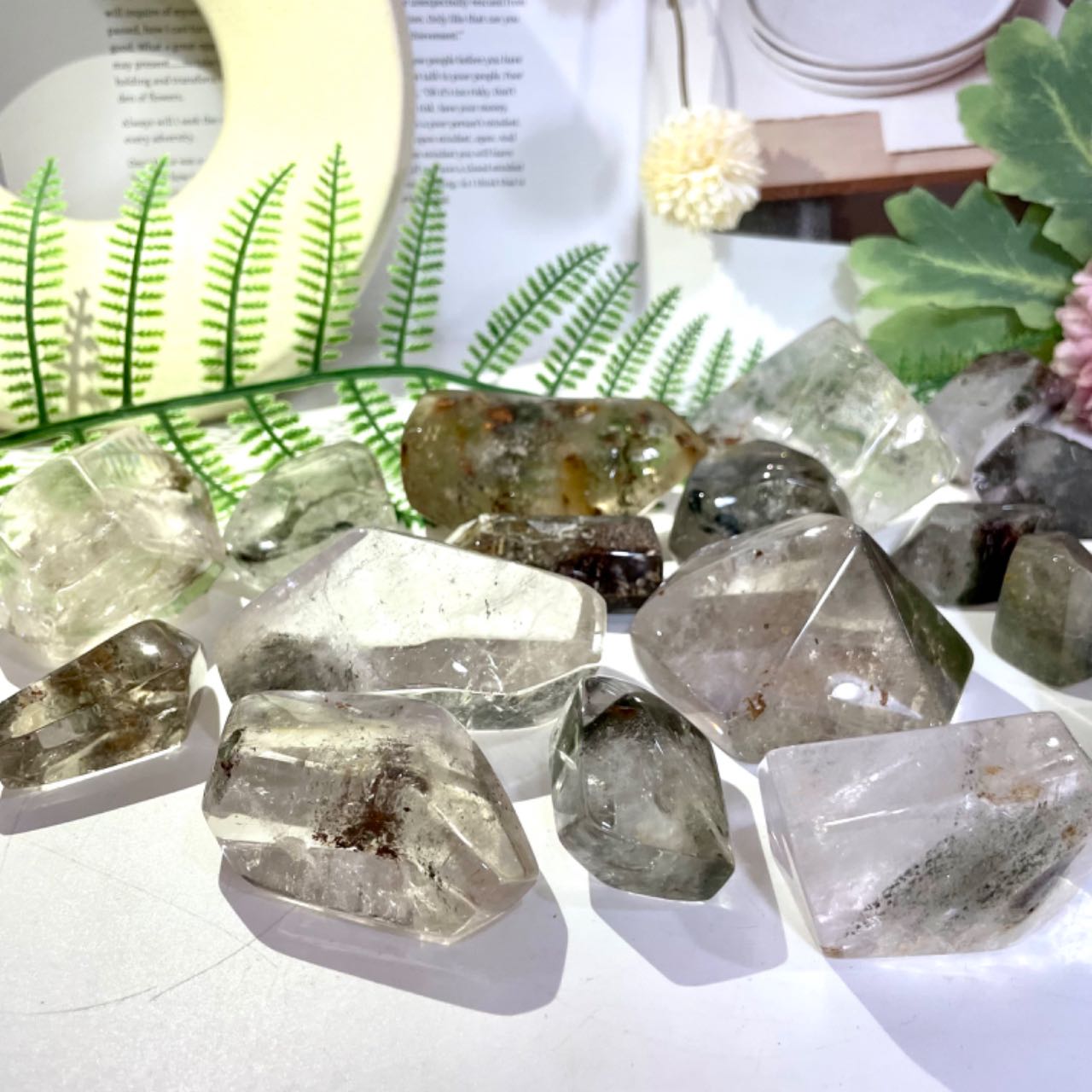 Green Phantom Quartz Ghost Crystal Natural Crystal Stone for Reiki Healing Spiritual Meditation Home Decor Stochastic 3~4PCS From IG Crystal