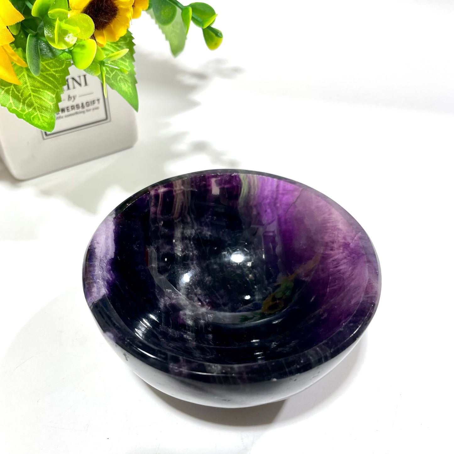 1~2 Counts Fluorite Bowl Hand Polished Gem Stone Bowls Natural Raw Crystal Decorative Dish Jewelry Storage Agate Bowl for Meditation Reiki Healing From IG Crystal