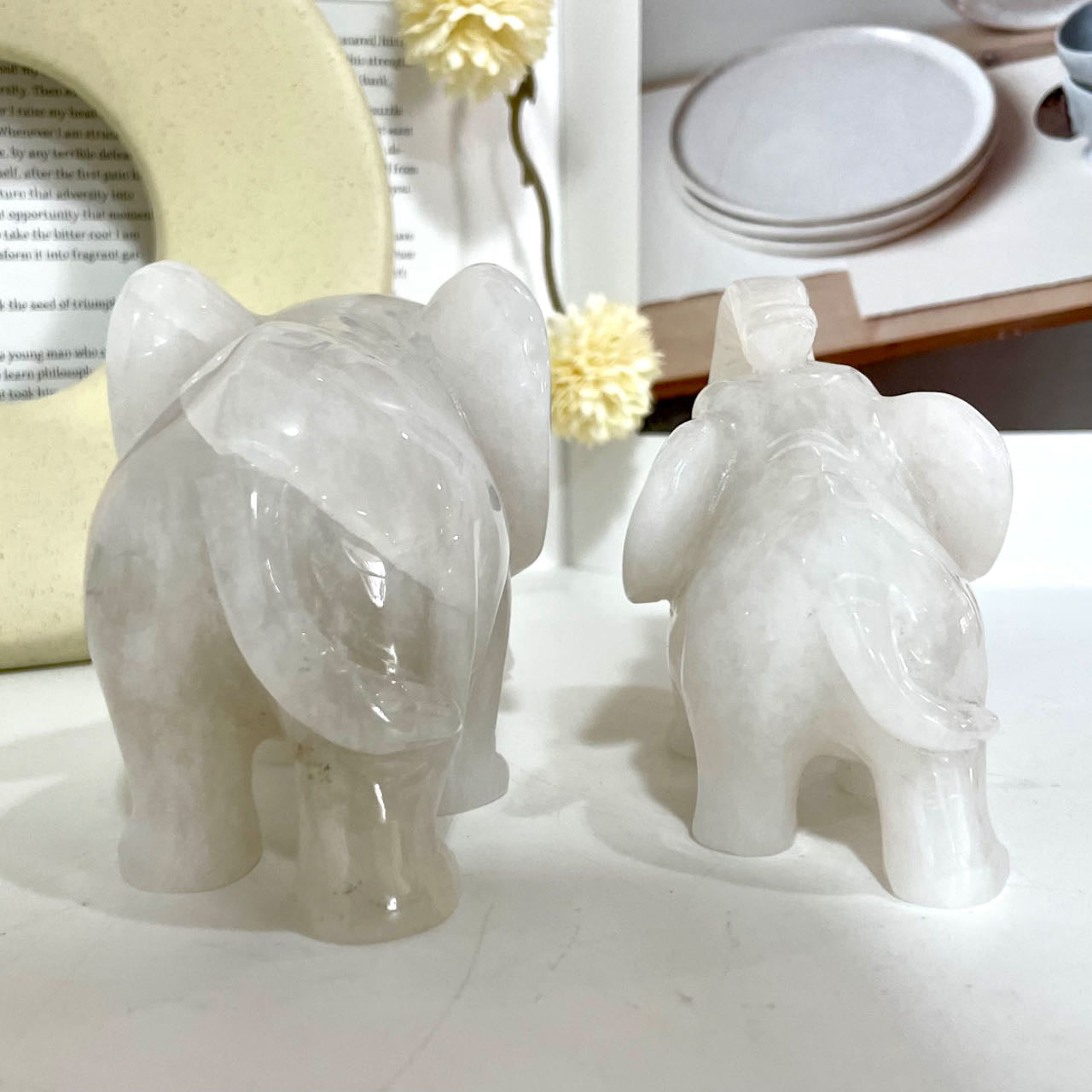 Clear Quartz Elephant Crystal Healing Stone Home Decoration From IG Crystal
