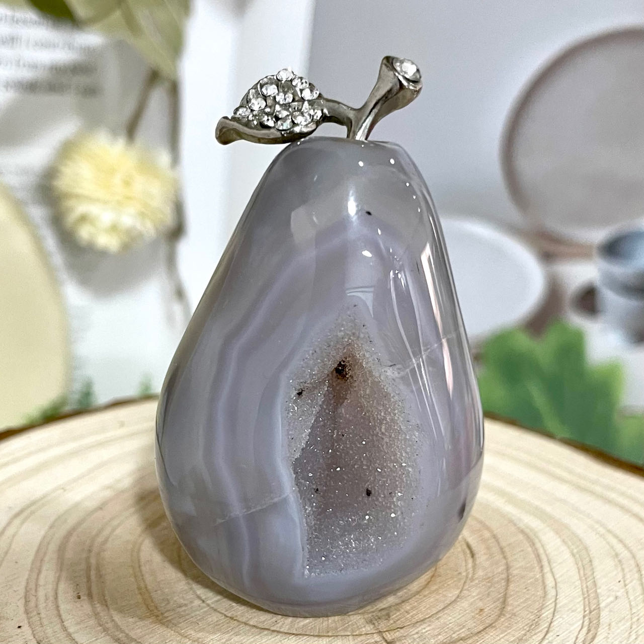 Pear Druzy Natural Raw Geode Healing Stone Agate Stochastic 2PCS From IG Crystal
