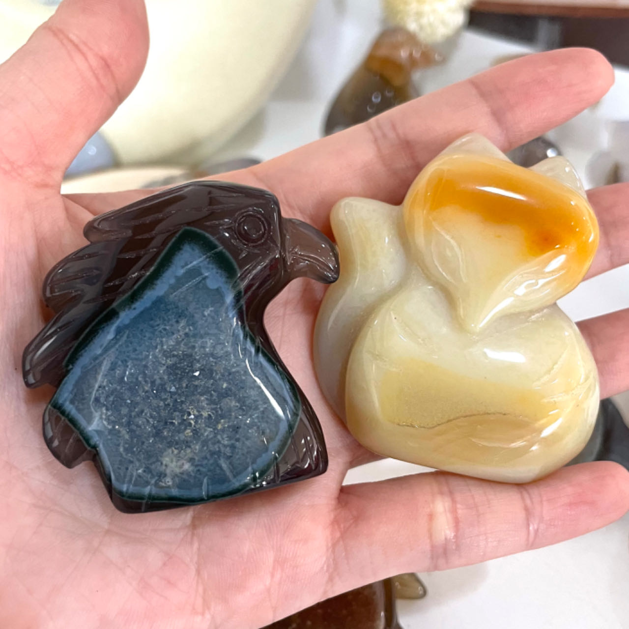 Animals Druzy Natural Raw Geode Agate Penguin Dolphin Horse Owl Fish Turtle Dinosaur Unicorn Fox Frog Eagle Snail Healing Stone Home Decoration From IG Crystal