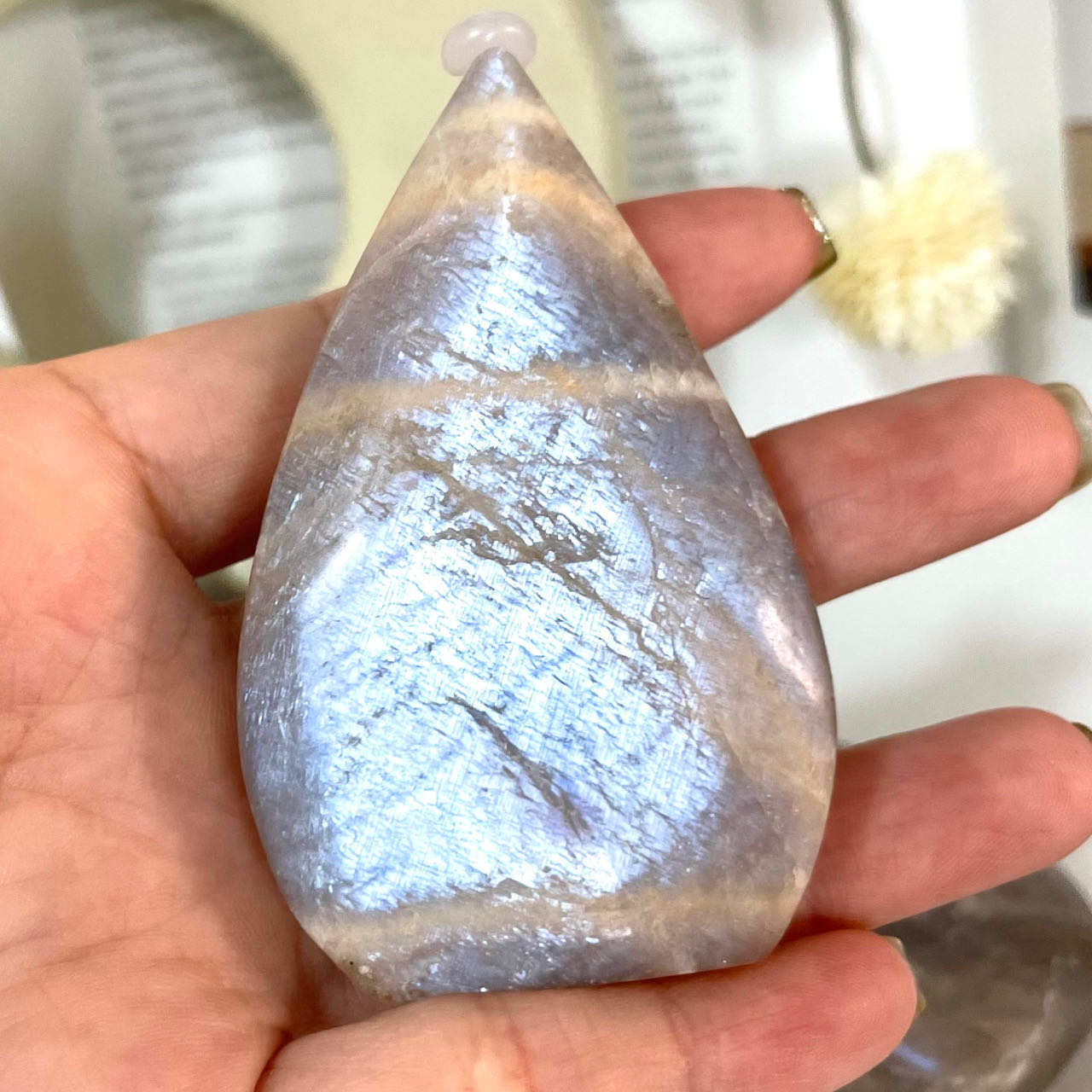 2~3 Counts Peach Moonstone Water Drop Crystal Reiki Crytsal Healing Home Decor From IG Crystal