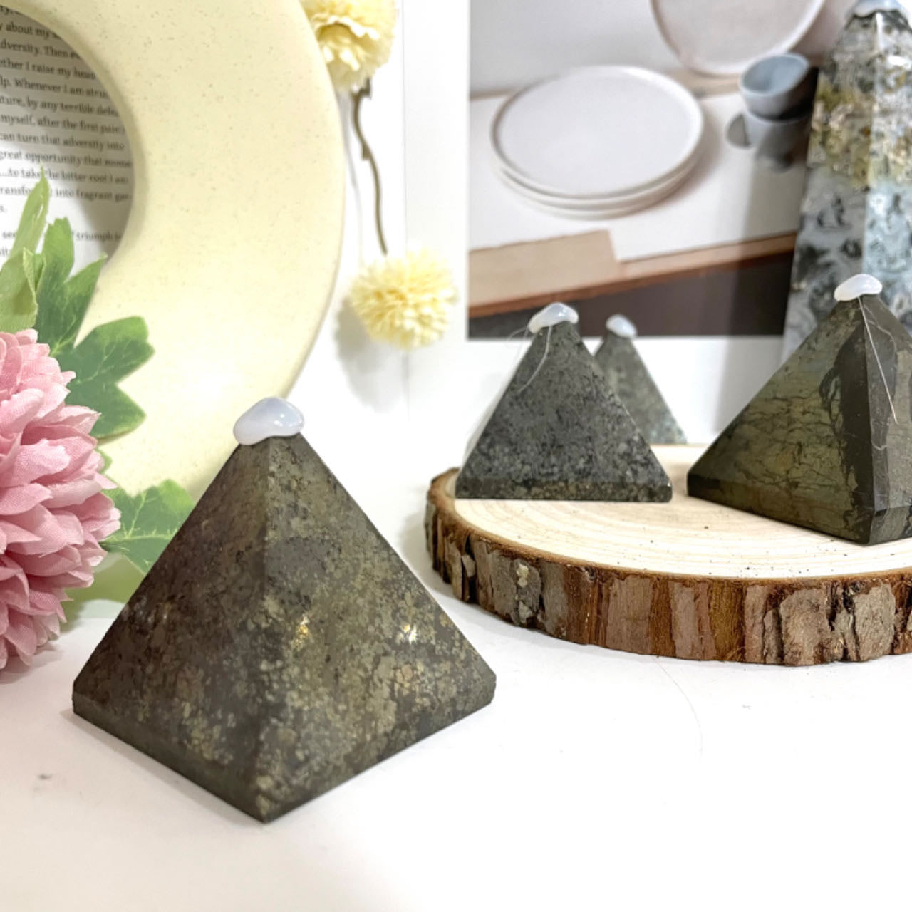 2PCS Pyrite Pyramid Crystal Healing Stone From IG Crystal