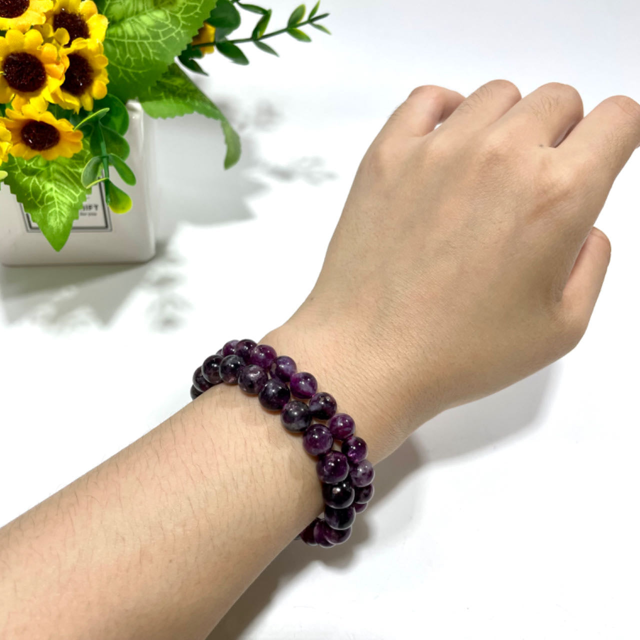 2 Counts Purple Mika Crystal Bracelet 7~11mm Energy Healing Crystals Jewelry for Women DIY Bracelet From IG Crystal