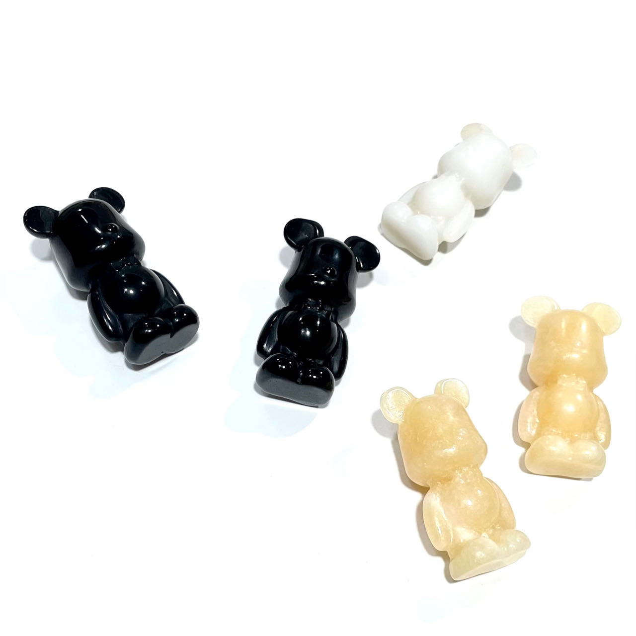 3 Counts Different Materials Gloomy Bear Crystal Yellow Calcite Black Obsidian Healing Crystal Home Decoration From IG Crystal