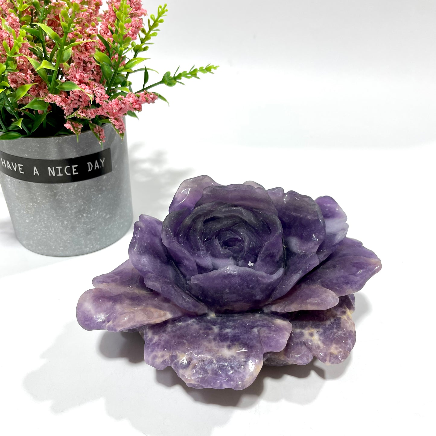 1 Count Big Amethyst Flower Crystal Carving Healing Stones Natural Stone Chakra Balancing Reiki Home Office Decor From IG Crystal