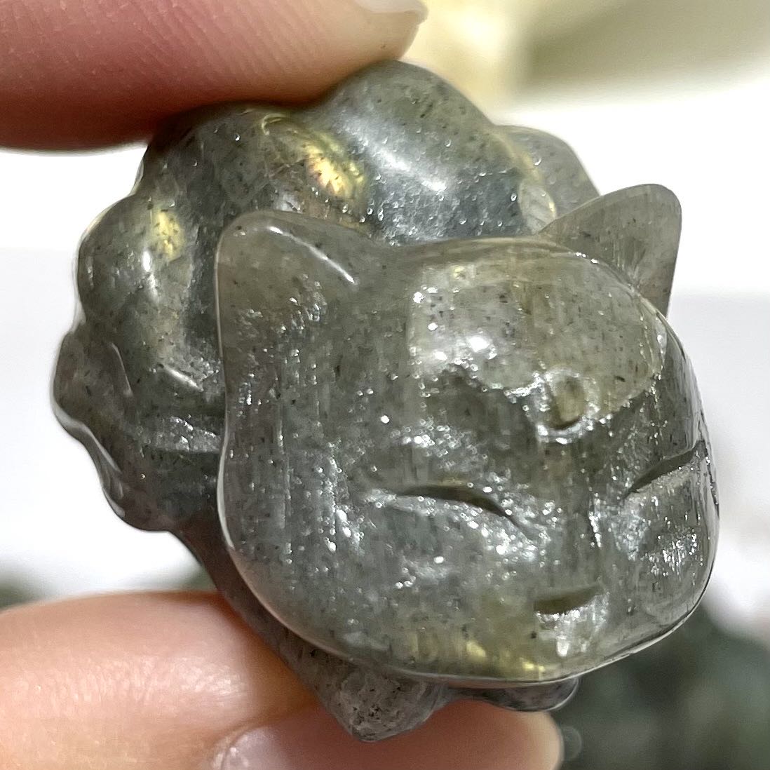 4 Counts Labradorite Small Cute Nine-tailed Fox Crystal Healing Crystal Home Decoration From IG Crystal