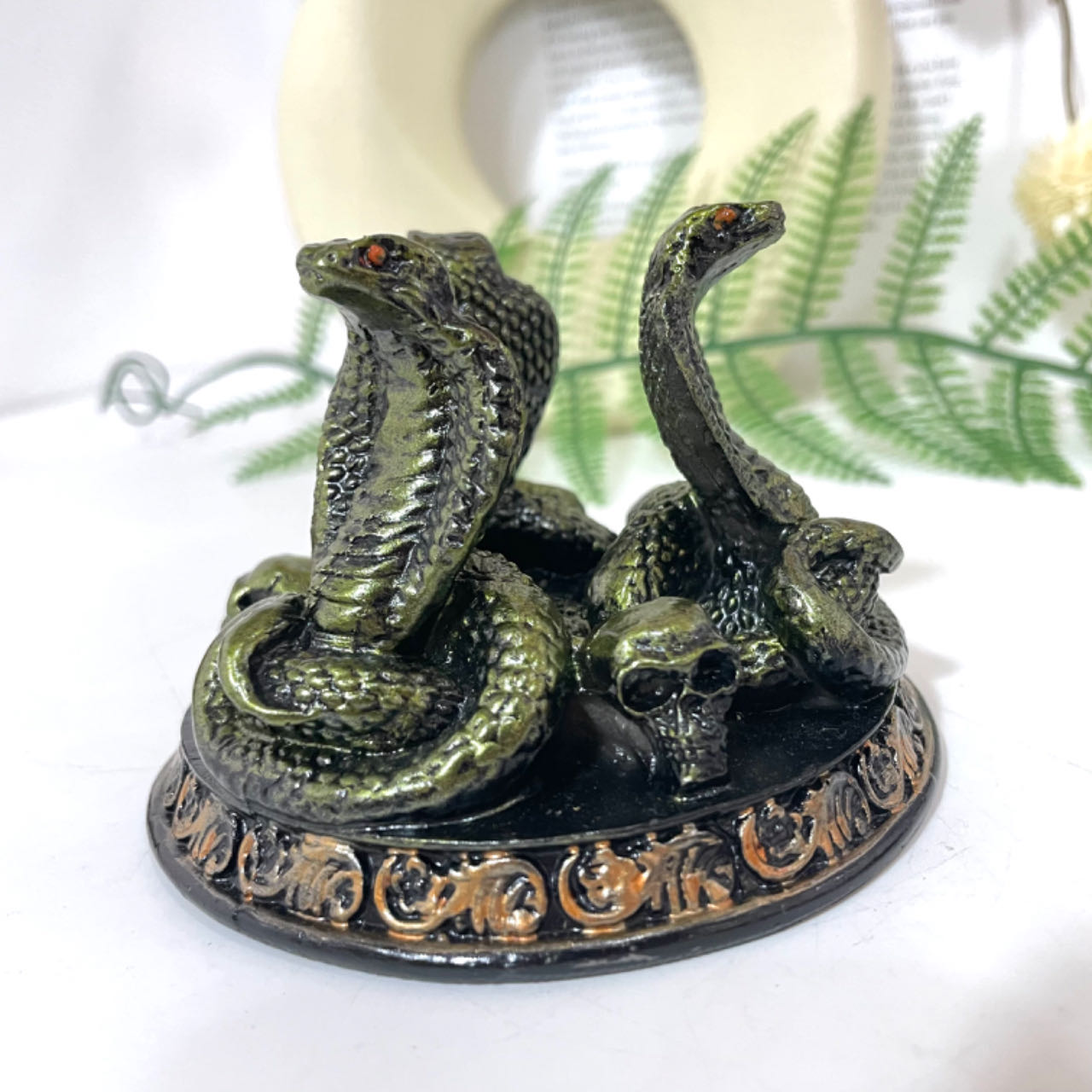 2PCS Snake Stand Green Healing Stone Home Decoration For Crystal Ball From IG Crystal