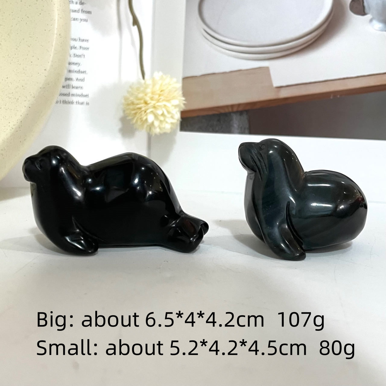 Obsidian Animals Crystal Dolphin Fish Shark Seal Frog Owl Bird Dog Healing Stone Home Decoration From IG Crystal