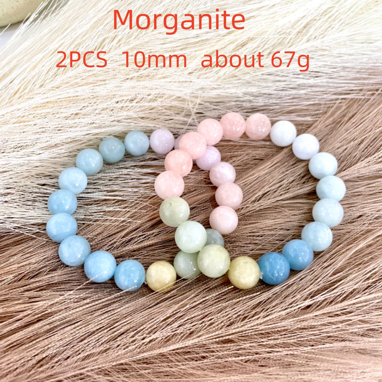 2 / 7PCS Crystal Bracelets Set Lasionite Purple Mica Morganite Black Rutile  Red Pyramid Kunzite Sunstone From IG Crystal
