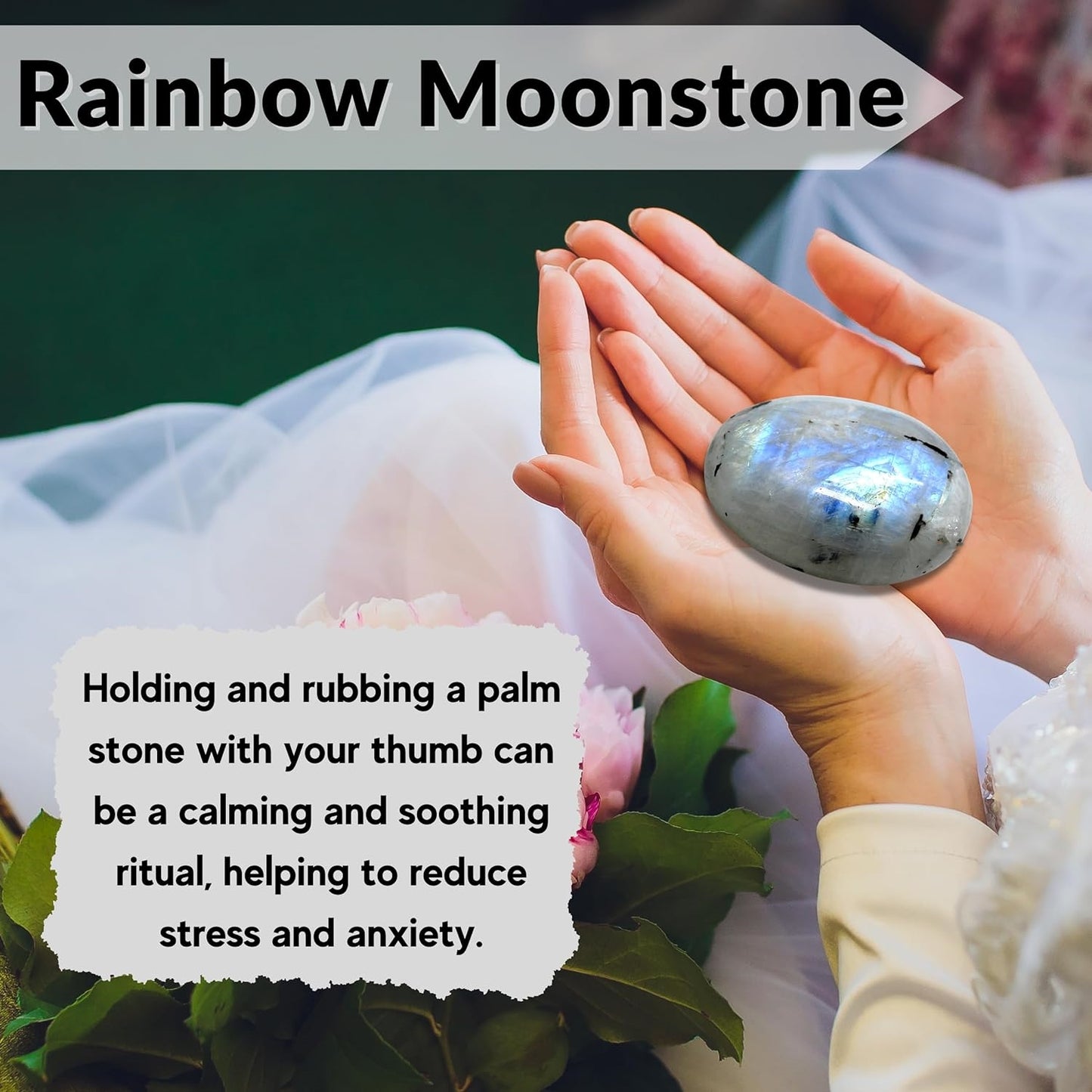2~3PCS Moonstone Palm Stone Pocket Massage Worry Stone for Natural Body Chakra Balancing Reiki Healing and Crystal Grid From IG Crystal