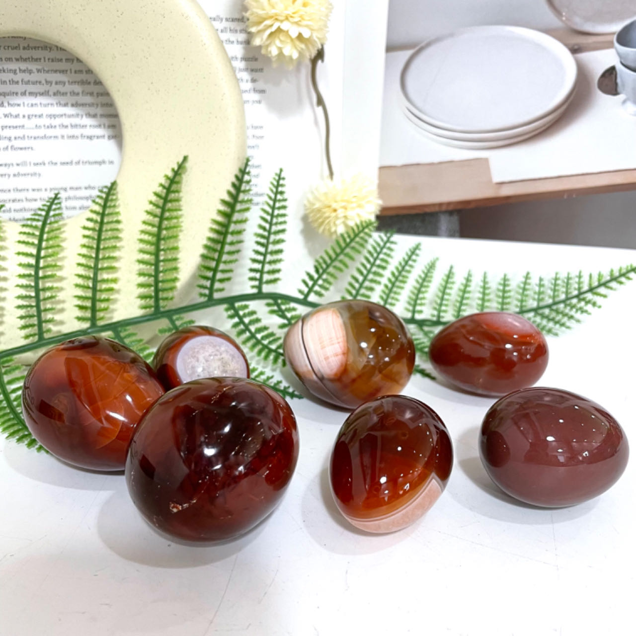 Small Eggs Ocean Jasper Rose Quartz Red Agate Woodstone Healing Stone Home Decoration From IG Crystal