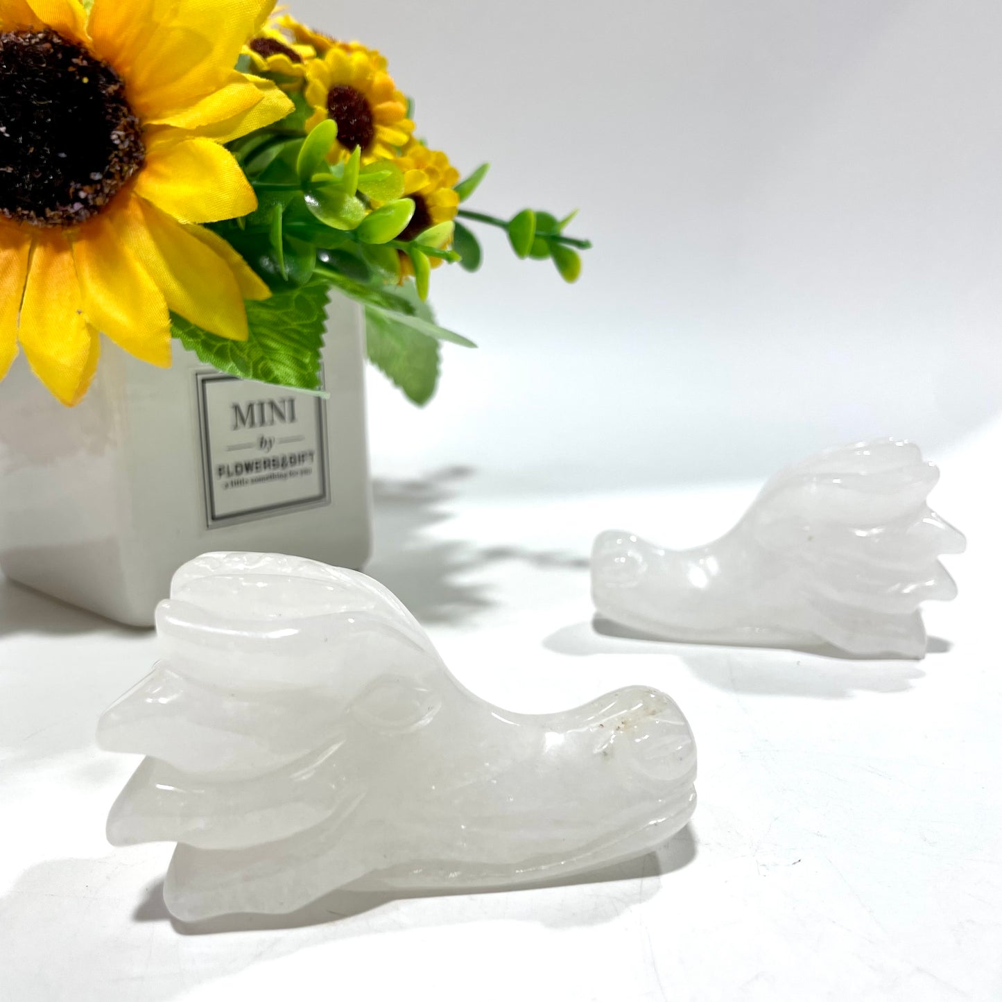 2 Counts Clear Quartz Dragon Head Crystal Carving Healing Stones Natural Stone Chakra Balancing Reiki Home Office Decor From IG Crystal