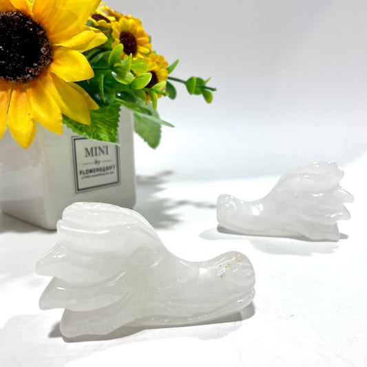 2 Counts Clear Quartz Dragon Head Crystal Carving Healing Stones Natural Stone Chakra Balancing Reiki Home Office Decor From IG Crystal