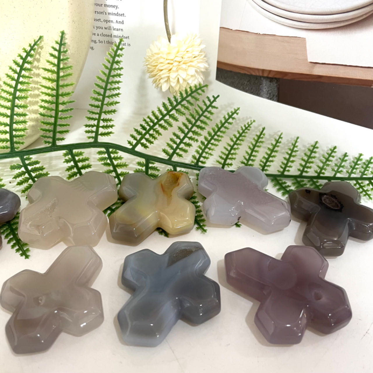 10PCS Agate Crucifix Crystal Healing Stone Home Decoration From IG Crystal