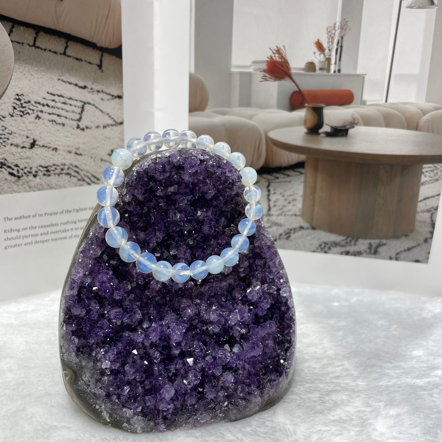 5 Counts Opalite Gem Semi Precious Beads Bracelet – Healing Crystal Handmade Bracelet for Women Men and Teens Gifts – 8mm Round Beaded Bracelets – Unisex Stretchy Handmade Stone Bracelet – Protection Bracelet From IG Crystal